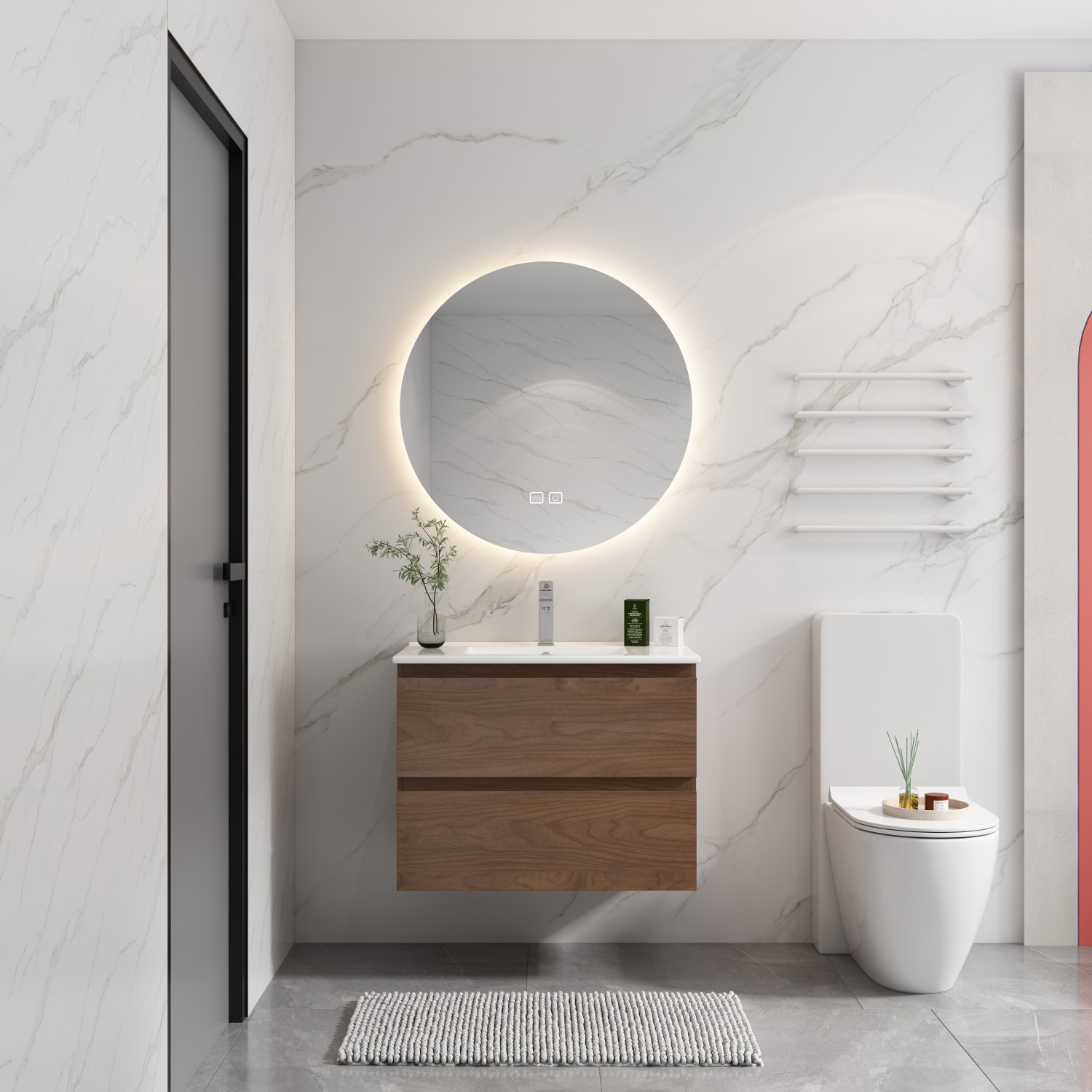 Streamdale Furniture Streamdale 24'' Wood Grain Vanity with Ceramic Sink and Soft-Close Drawers
