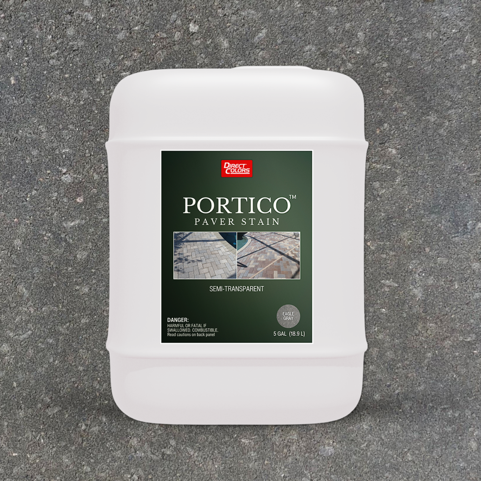 Direct Colors DC-POR-731-5GAL Portico Concrete Paver Stain Eagle Gray Solvent-based Ready-to-use Concrete stain ( 5-gallon )