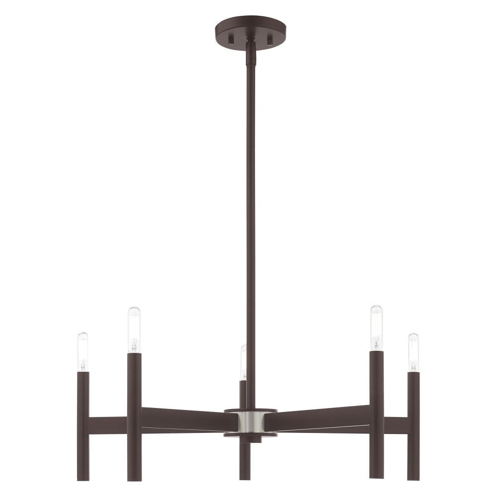 Livex Lighting 51175-07 Copenhagen 5 -Light Matte Bronze Mid-century For Use in Bathrooms, Bedrooms, Dining Rooms, Foyers, Kitchens, Living Rooms Chandelier