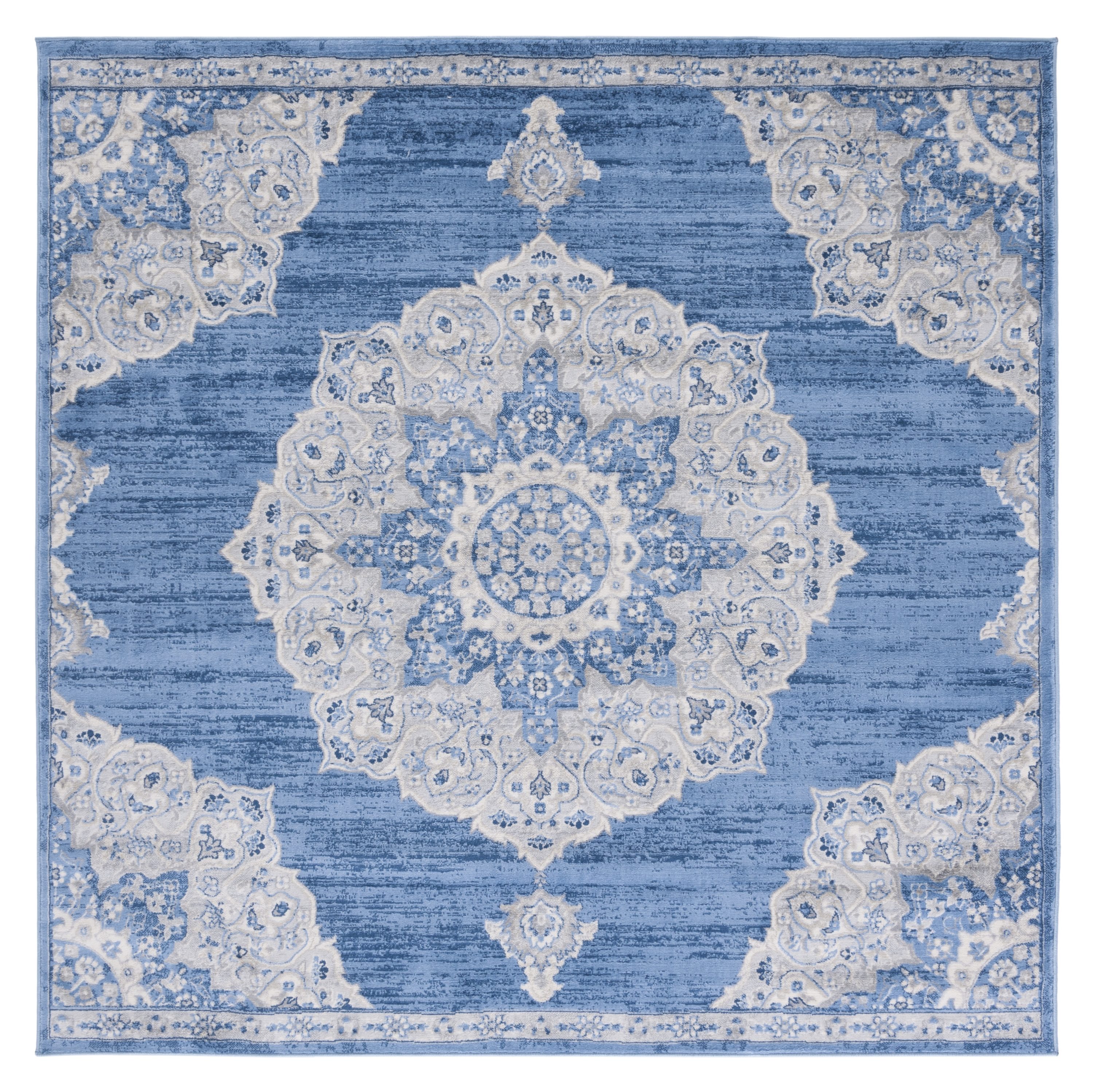 Safavieh BNT802M-7SQ Brentwood Coral 7 x 7 (ft) Loomed Polypropylene Blue/Gray Square Indoor Distressed/Overdyed Vintage Area rug
