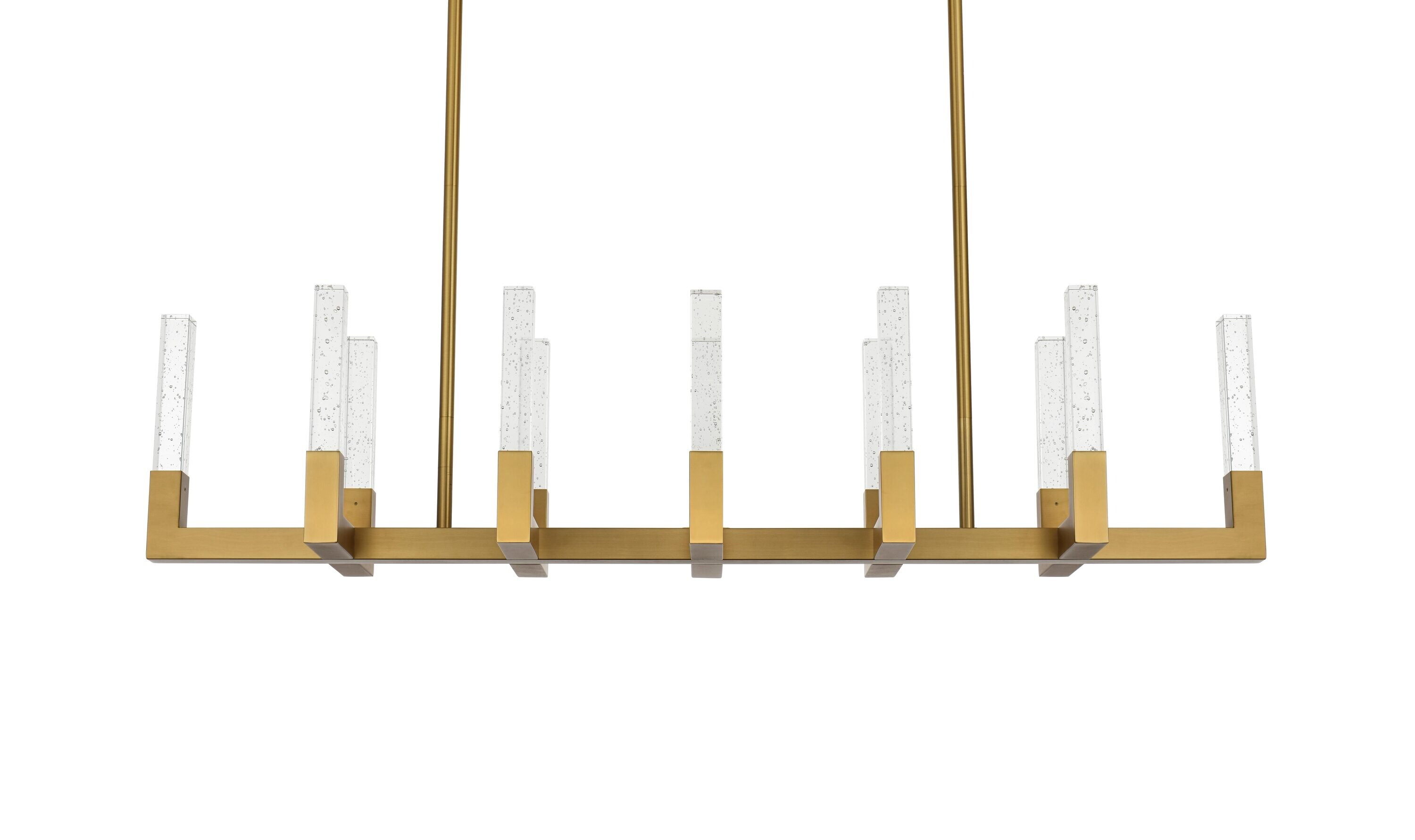 Noemi 51-Inch Satin Gold LED Crystal Island Pendant Light