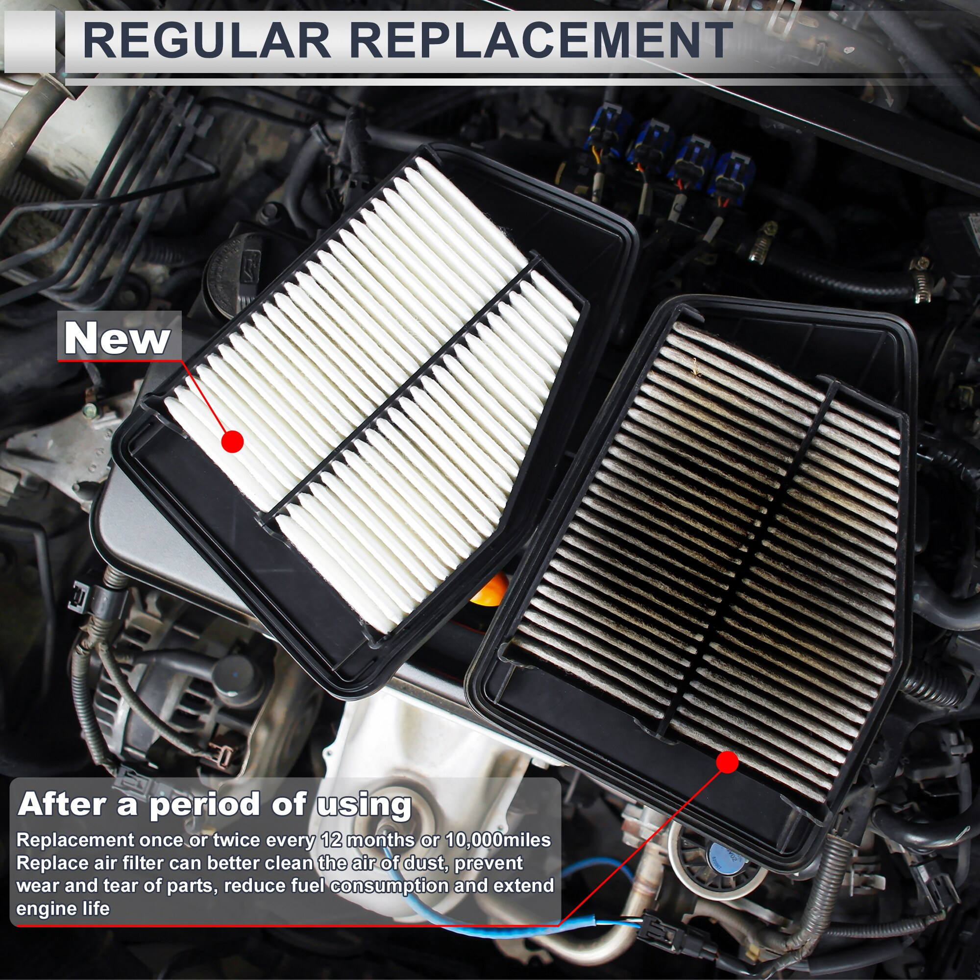 Unique Bargains Engine Air Filter for Toyota Tacoma 3.5L 2016-2023 Long ...