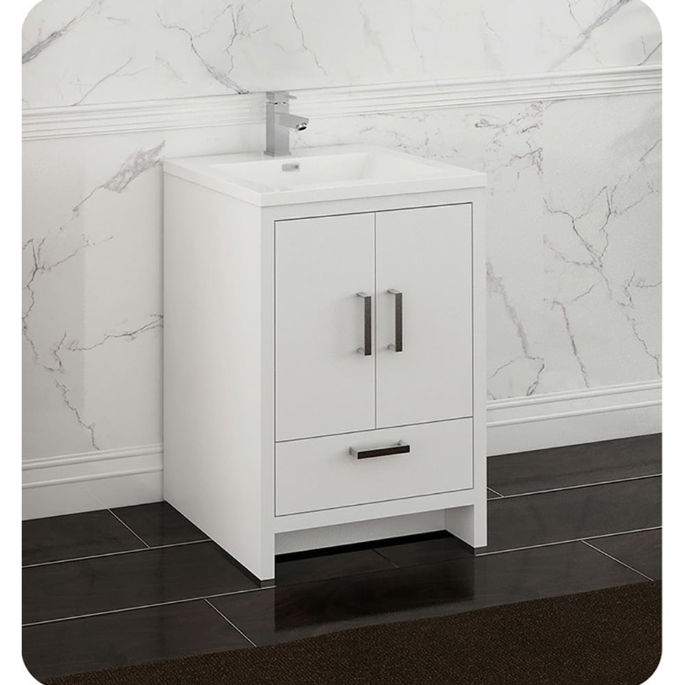 Fresca FCB9424WH-I Imperia 24-in Glossy White Single sink Bathroom Vanity with White Acrylic Top
