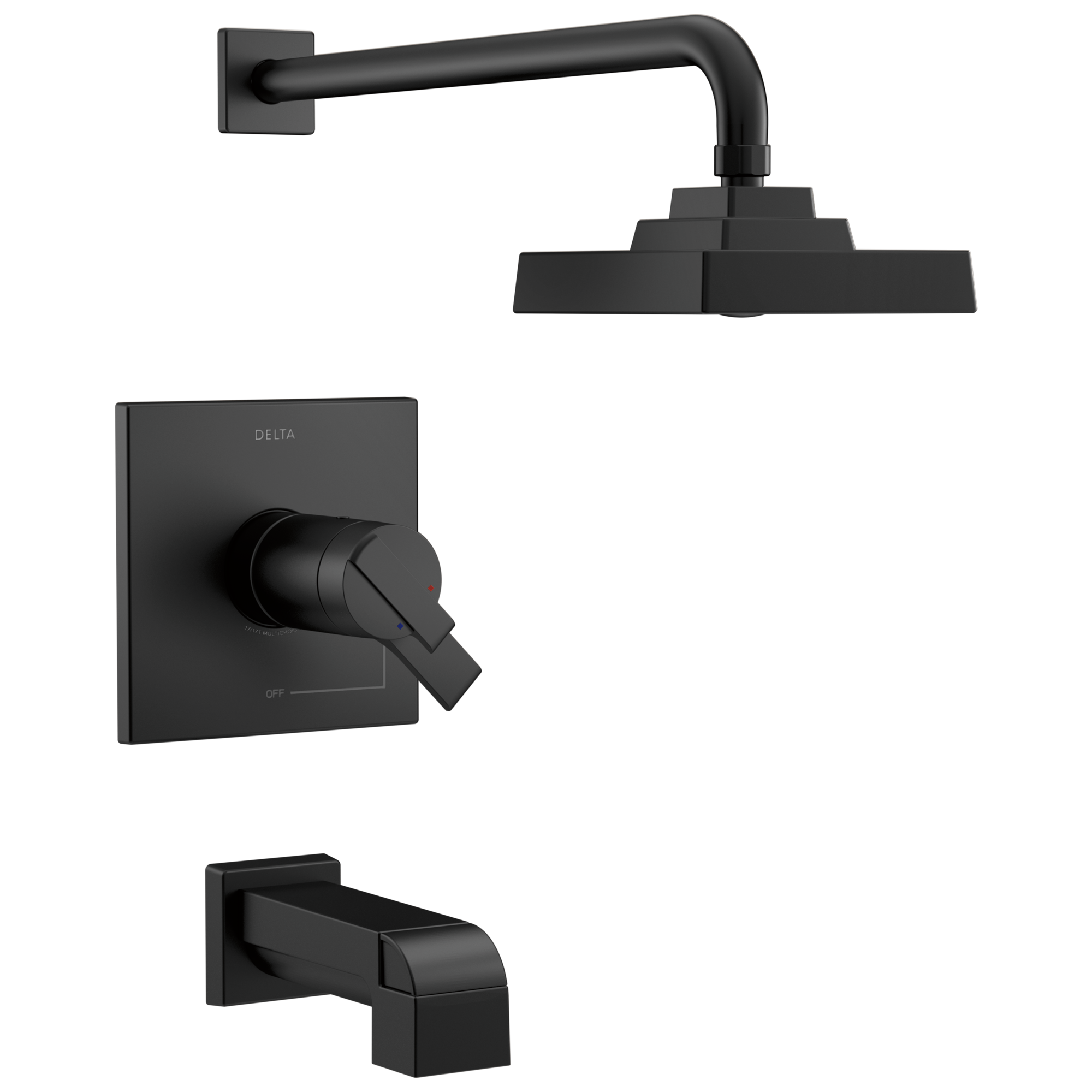 Delta T17T467-BL Ara Matte Black 2-handle Single function 6.5-Inches Round Bathtub and shower Faucet