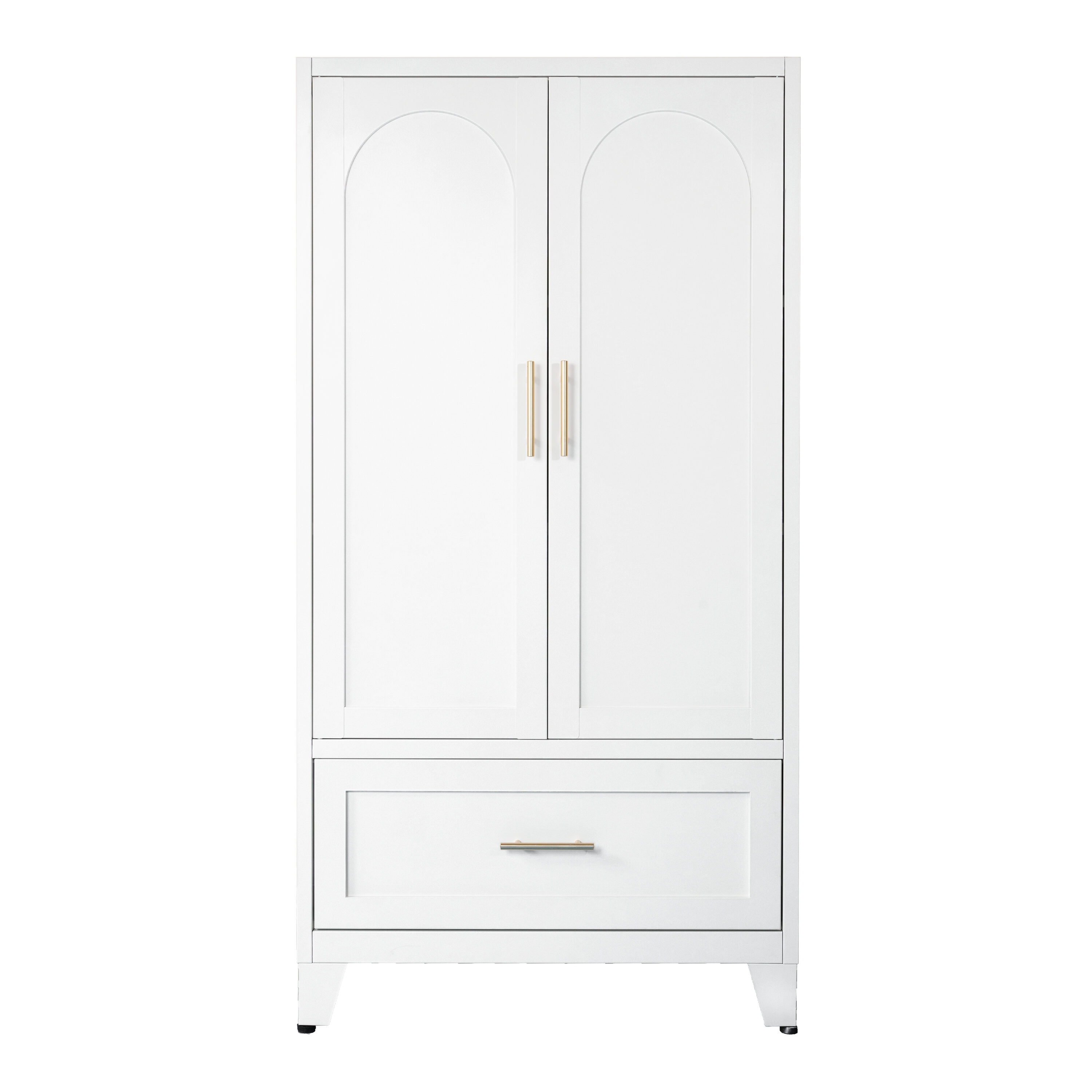 Beedesign -  60 Inch Tall Metal Wardrobe Cabinet with 1 Drawer and Hanging Rod 2 Doors Wardrobe C...