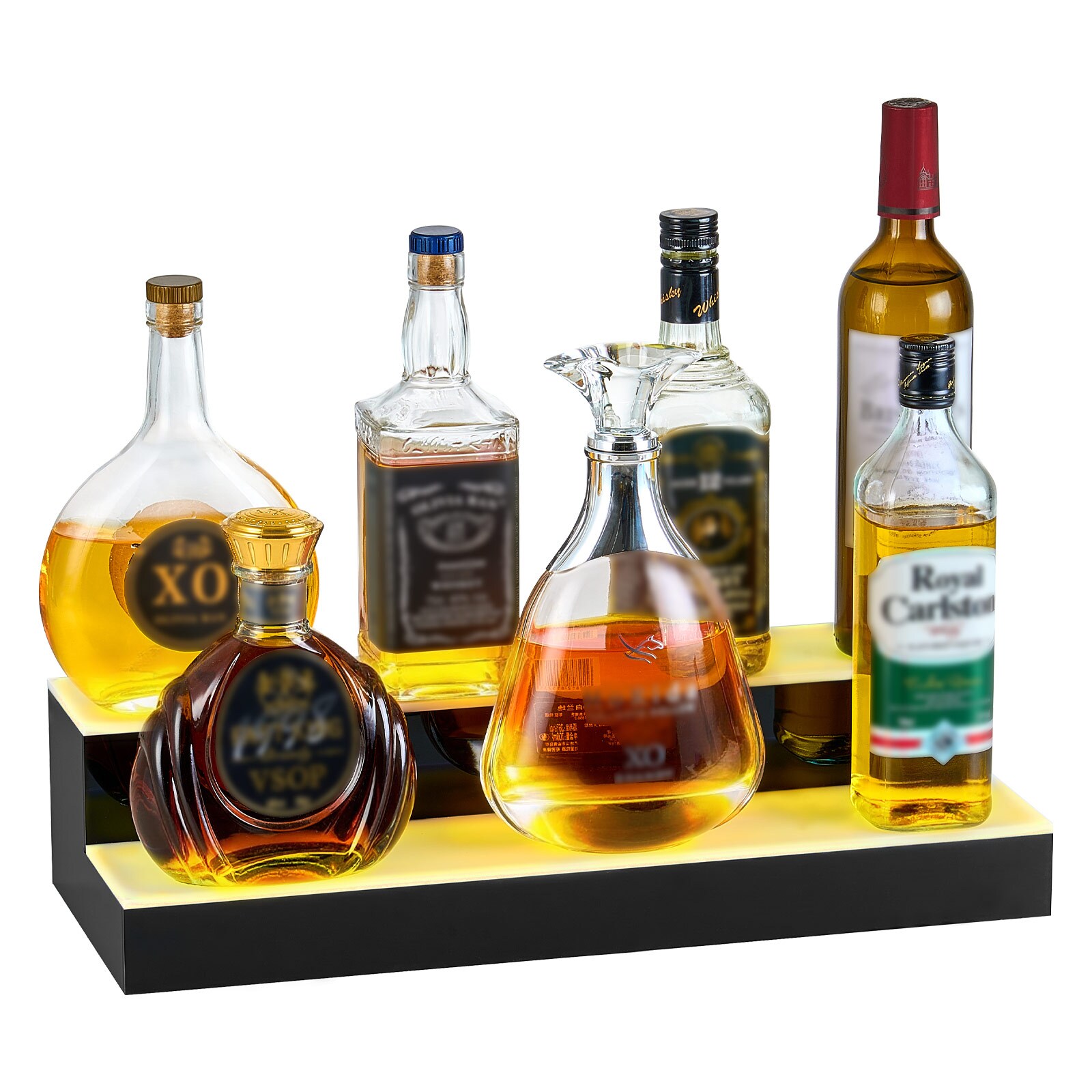 Tinyhomie LED Lighted Liquor Bottle Display 2 Tiers 20 Inches Whiskey ...