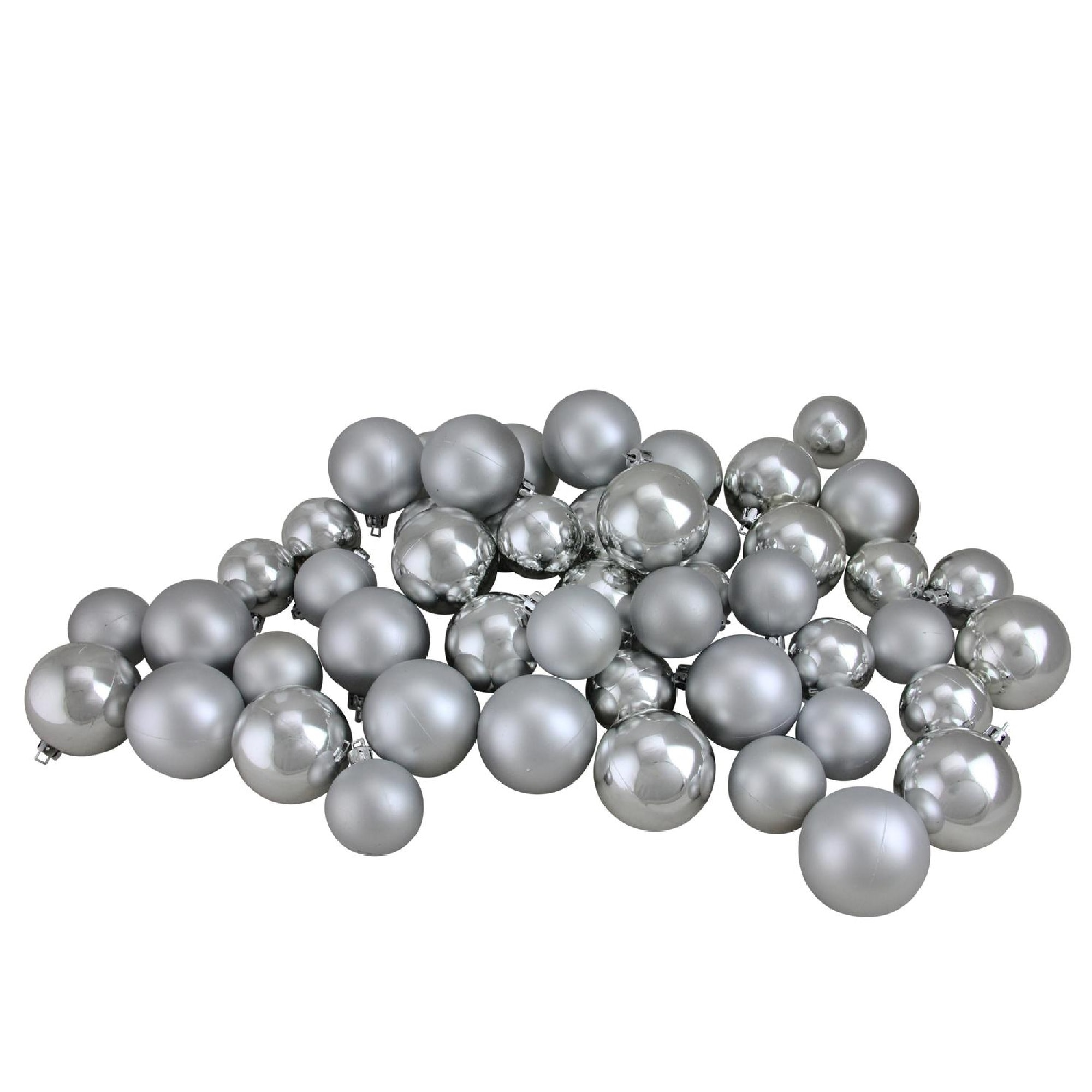 50-Pack Silver Ball Standard Indoor Ornament Set Shatterproof | - Northlight 31744292