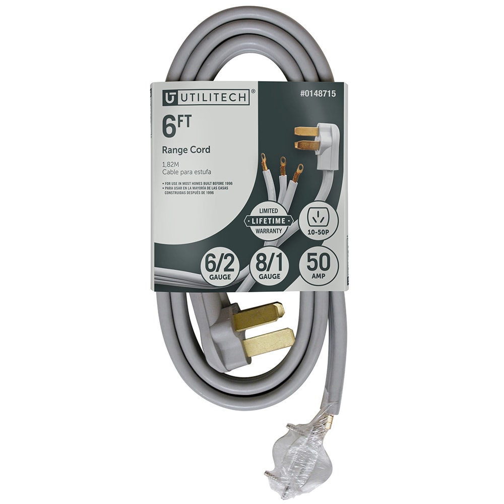 Utilitech 6-ft 3-Prong Gray Range Appliance Power Cord in the