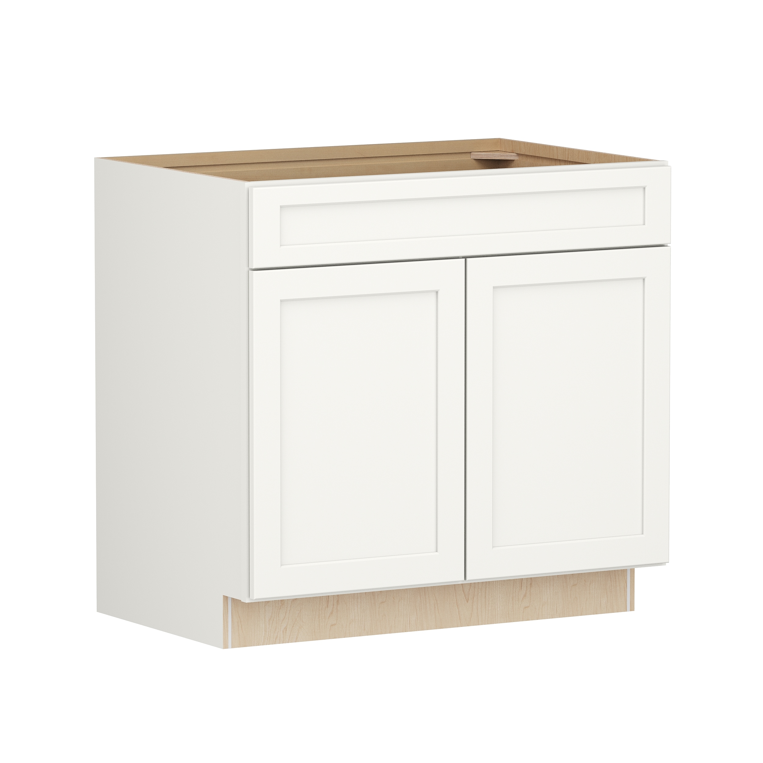 Shenandoah PRO Express SPE 90MPS-20807 Breckenridge 36-in W x 34.5-in H x 24-in D Linen Full Overlay Base Fully assembled Plywood Cabinet (Recessed Panel Shaker)