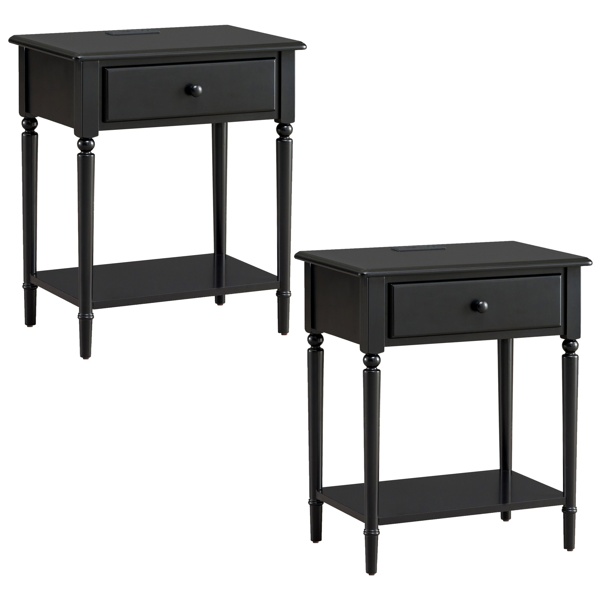 Leick Home 214445 Coastal Notions with USB-C Fast Charging Swan Black Poplar Nightstand