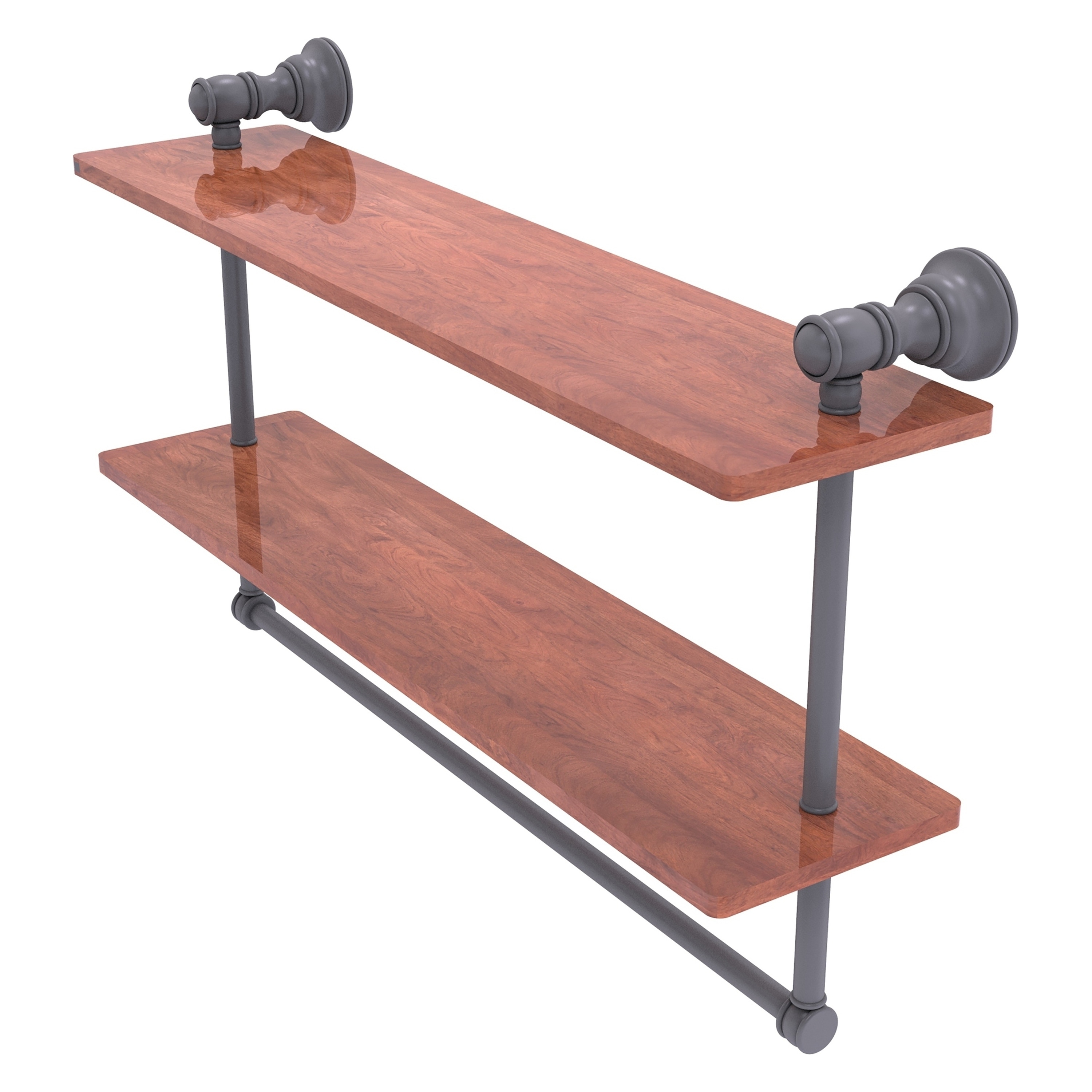 Allied Brass CL-2-22TB-IRW-GYM Carolina Matte Gray 2 -Tier Wall mount Bathroom Shelf ( 22-in x 9.5-in x 5-in )
