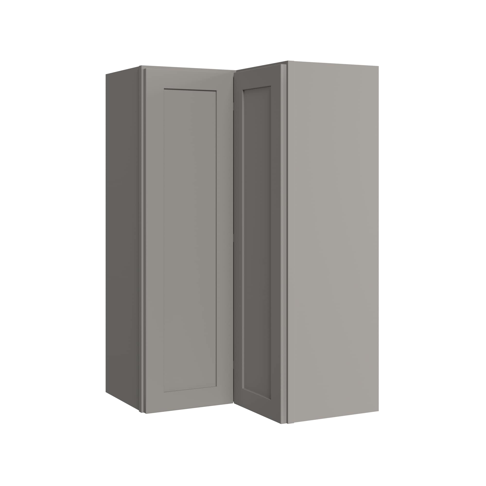 KraftMaid Momentum WEZR2439RG81 Deveron 24-in W x 39-in H x 12-in D Pebble Grey L-shaped Corner wall Fully assembled Plywood Cabinet (Recessed Panel Shaker)