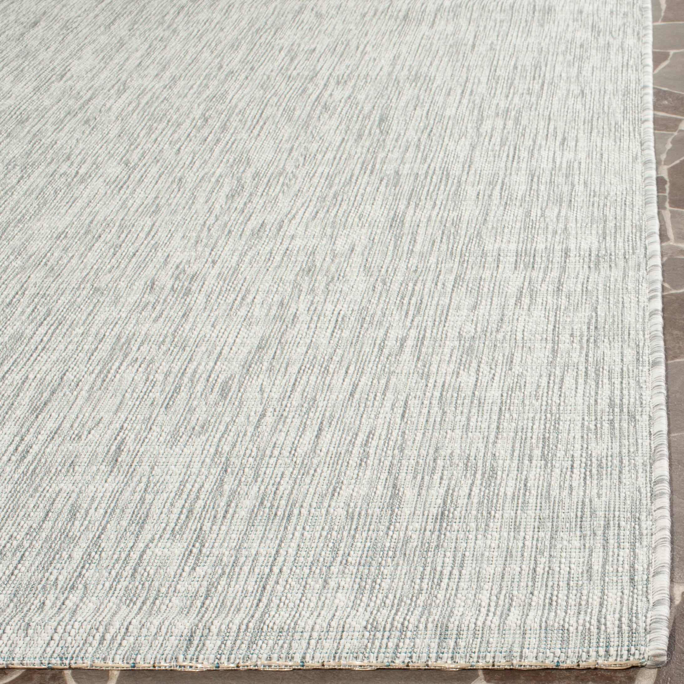 Safavieh CY8576-37111-8 Courtyard Acklins 8 x 11 (ft) Loomed Gray/Turquoise Rectangular Indoor/Outdoor Solid Coastal Area rug