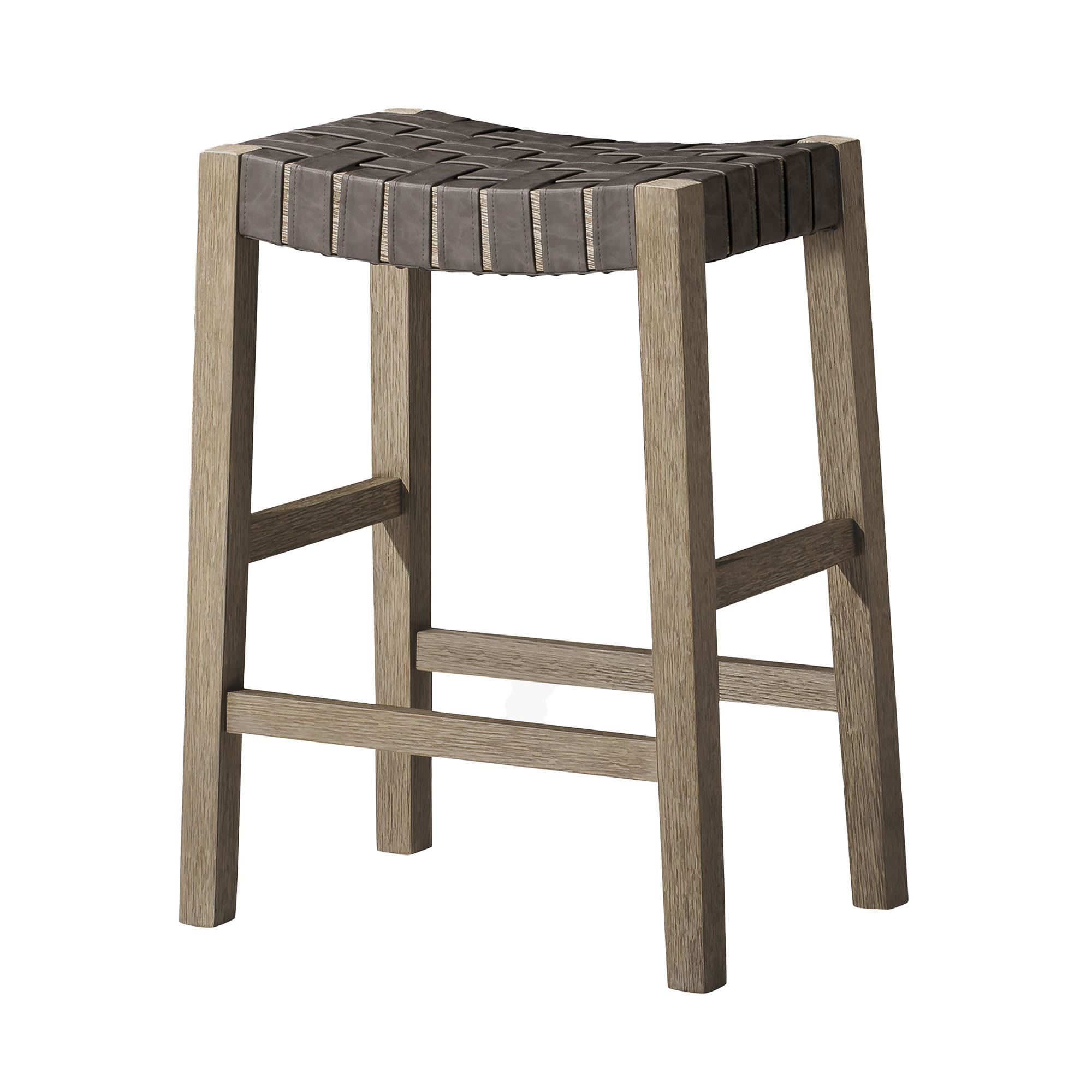 Maven Lane 26in Emerson Counter Stool In Weathered Grey Wood