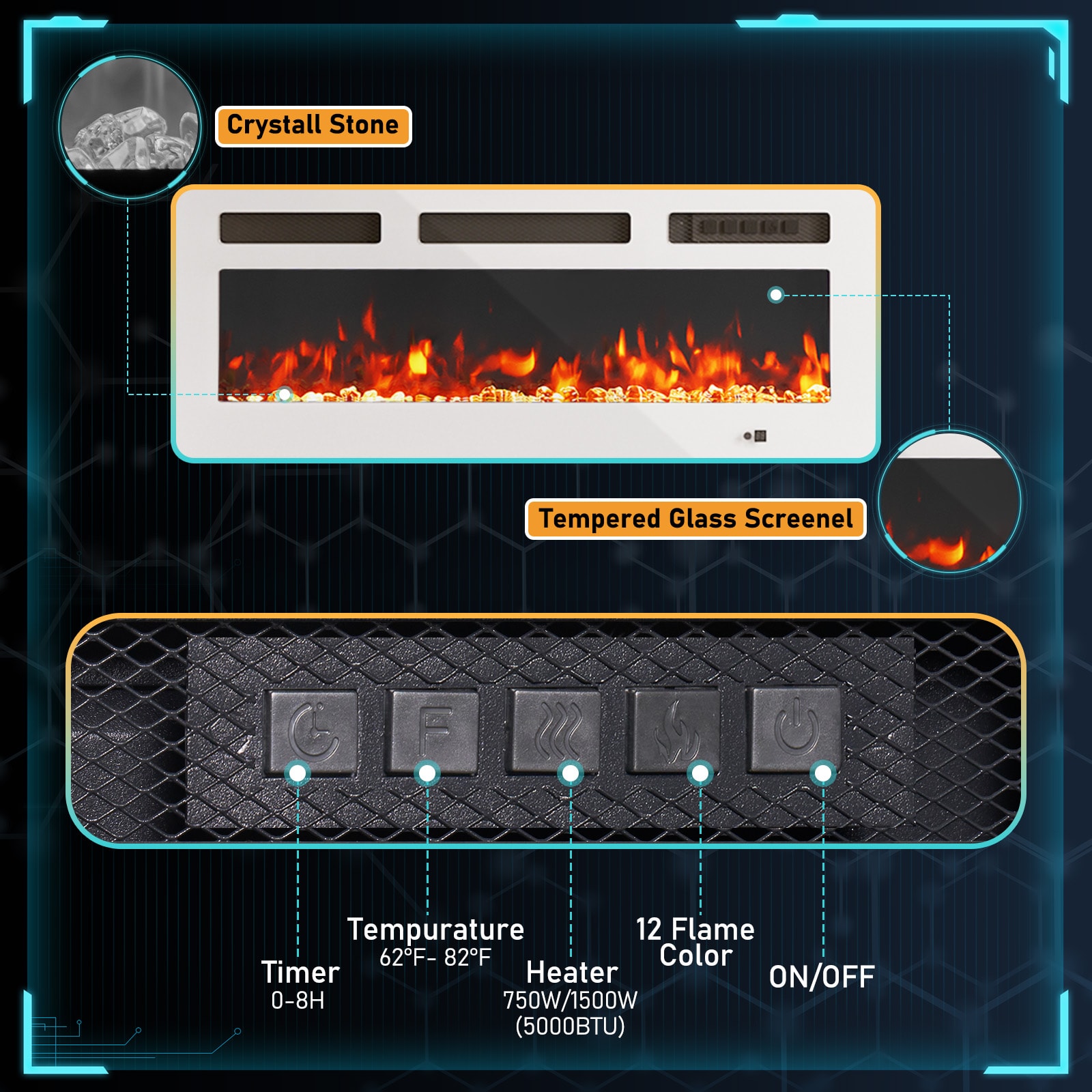 Bapipro TE31A14WW Electric-Fireplaces - View #3