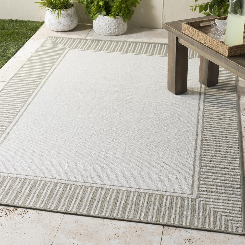 Livabliss ALF9681-69 Alfresco 6 x 9 (ft) Synthetic Taupe Rectangular Indoor/Outdoor Border Area rug