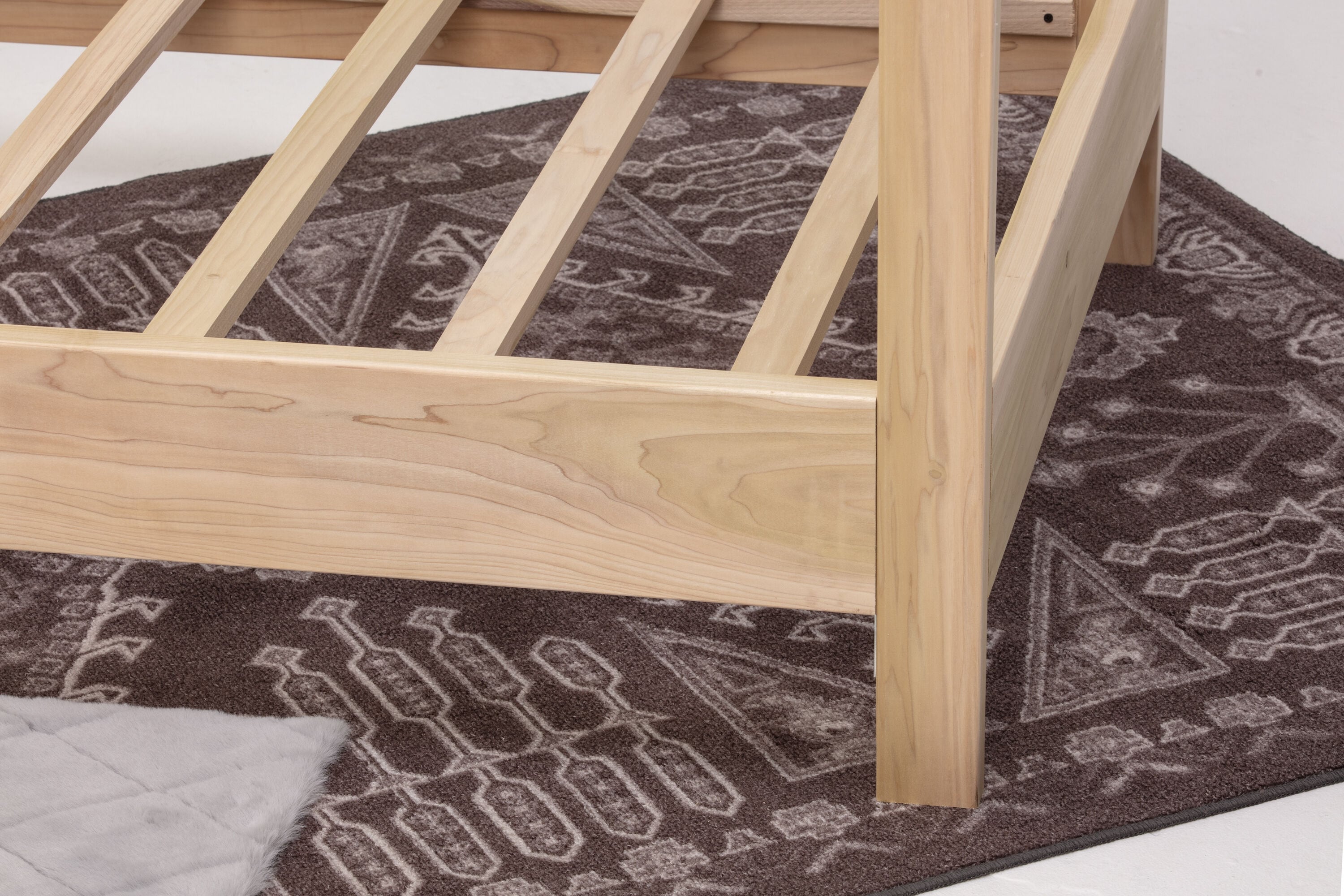Natural Wood Twin Canopy Bed with Raised Platform