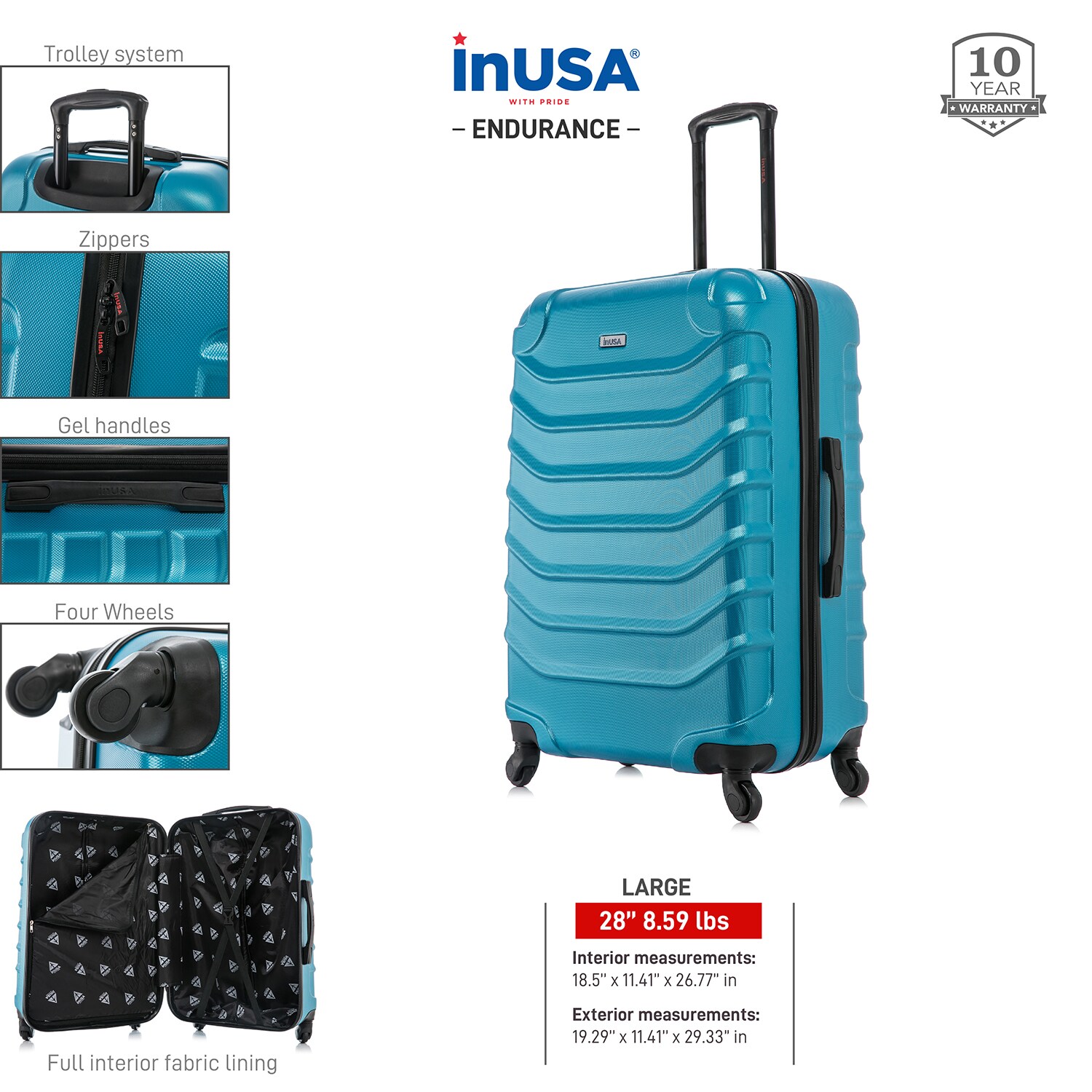 InUSA IUEND00L-TEA Luggage-And-Luggage-Sets - View #4