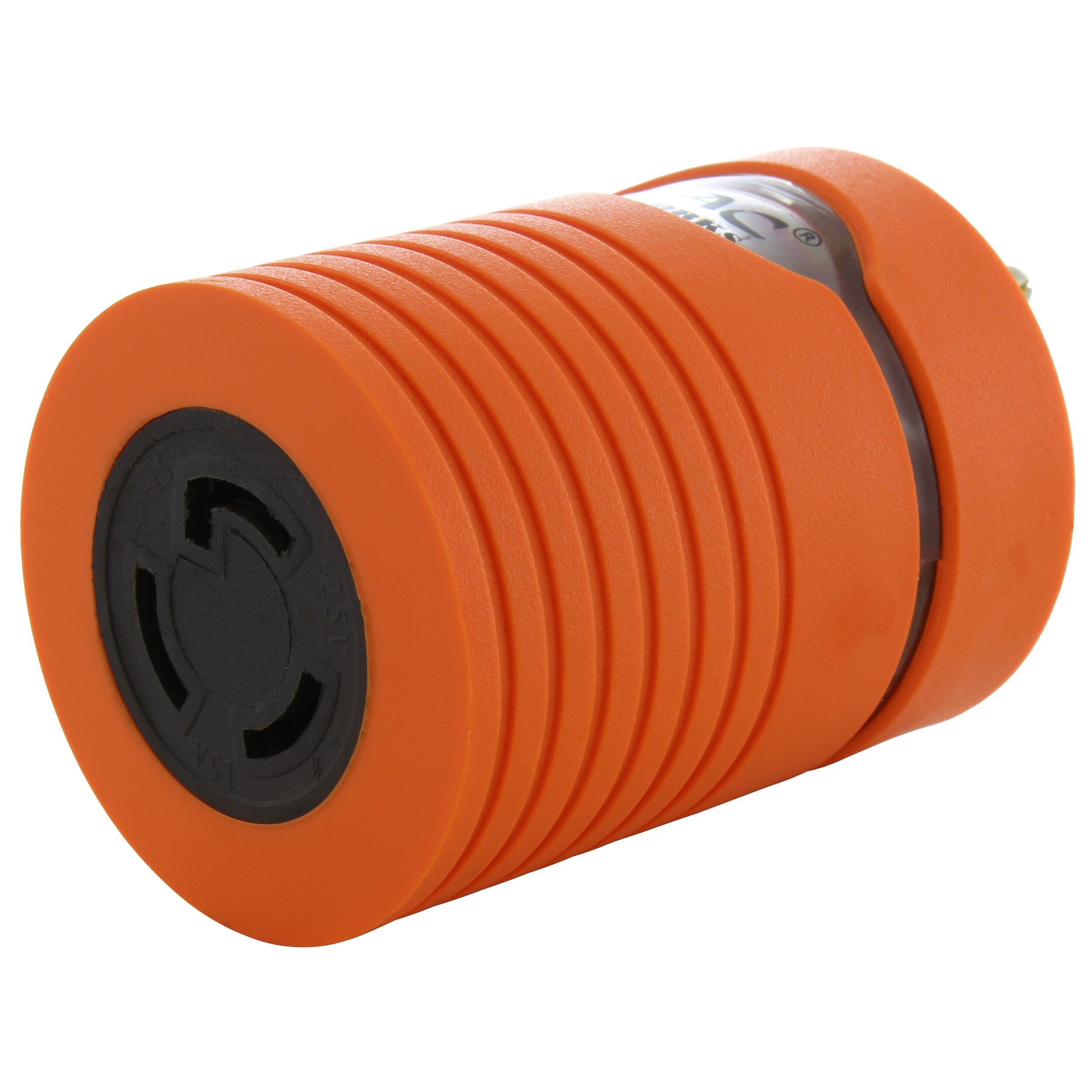 AC WORKS AD515L515 NEMA 5-15P to NEMA L5-15R 15 -Amp 3-wire grounding Single to single Orange Basic Barrel Adapter