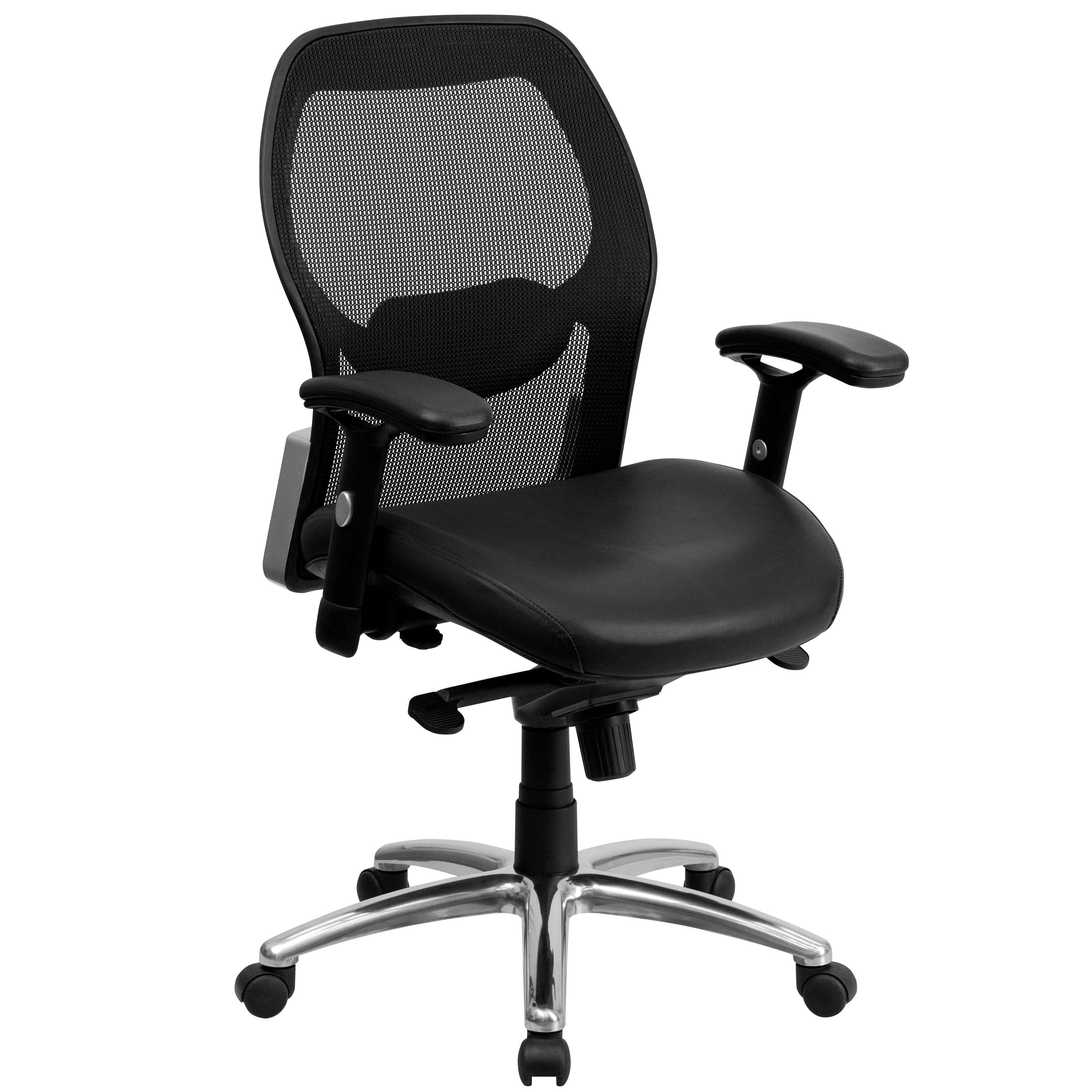 Flash Furniture 812581012149 Albert Black Mesh and Leathersoft Contemporary Adjustable Height Swivel Leather Executive Chair