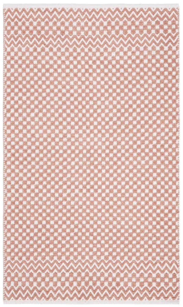 Safavieh BOS686P-5 Boston Tallis 5 x 8 (ft) Tufted Cotton Orange Rectangular Indoor Geometric Coastal Area rug