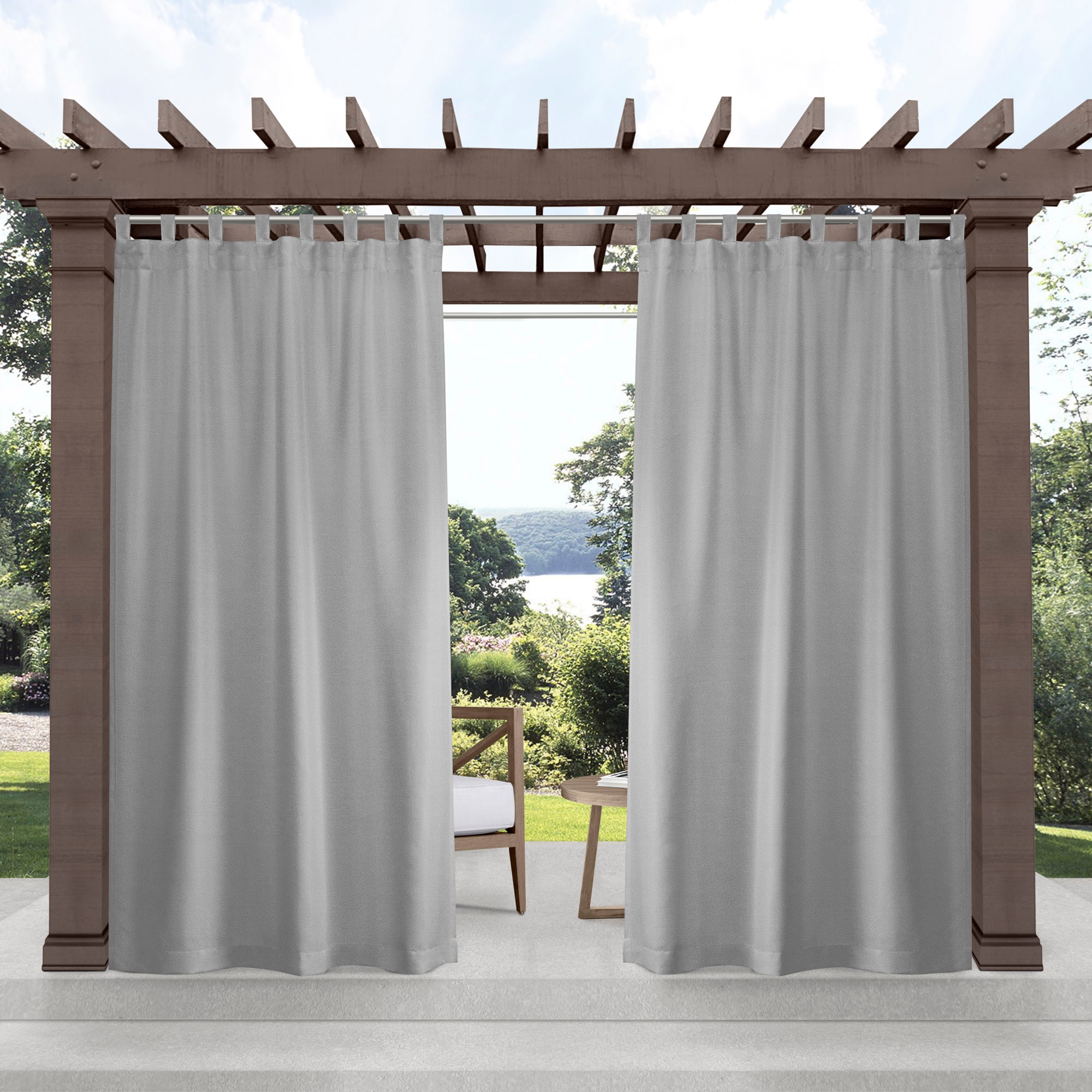 Exclusive Home 144 In Cloud Grey Light Filtering Top Tab Curtain Panel Pair The Curtains Ds Department At Lowes Com