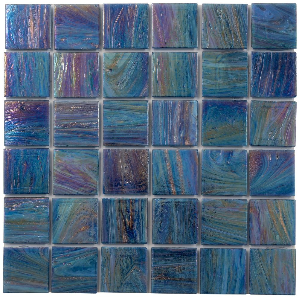 Apollo Tile APL2ST88BL547 Celestial Midnight Blue 12-in x 12-in Glossy Glass Patterned Mosaic Floor and Wall Tile ( 10-sq ft Carton