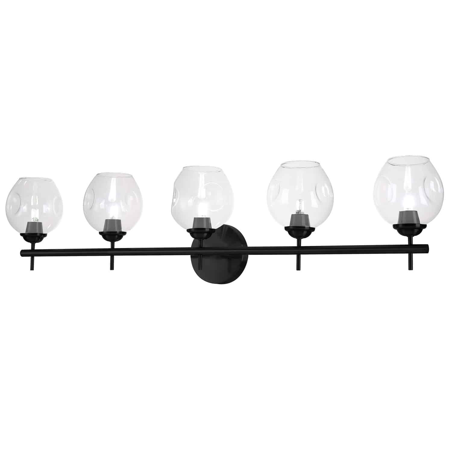 Dainolite ABI-365W-MB-CLR Abii 37.5-in 5-Light Black Transitional Vanity Light