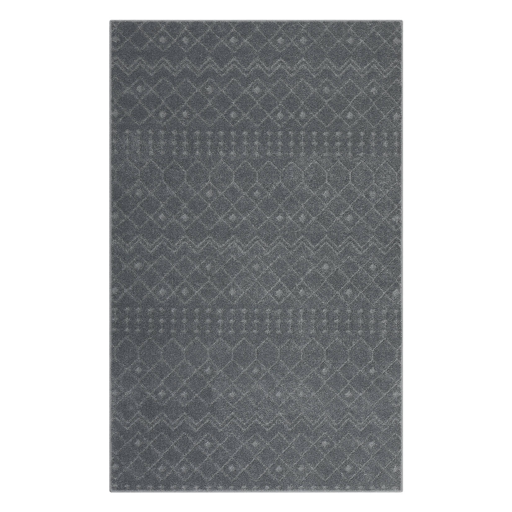 Qeetex LSN-PHO-12XQYLJY 10 x 13 ft Polypropylene Fiber Dark Gray Rectangular Hallway Bathroom Entryway Kitchen Office Foldable Stair Printed Morocco Washable Area Rug