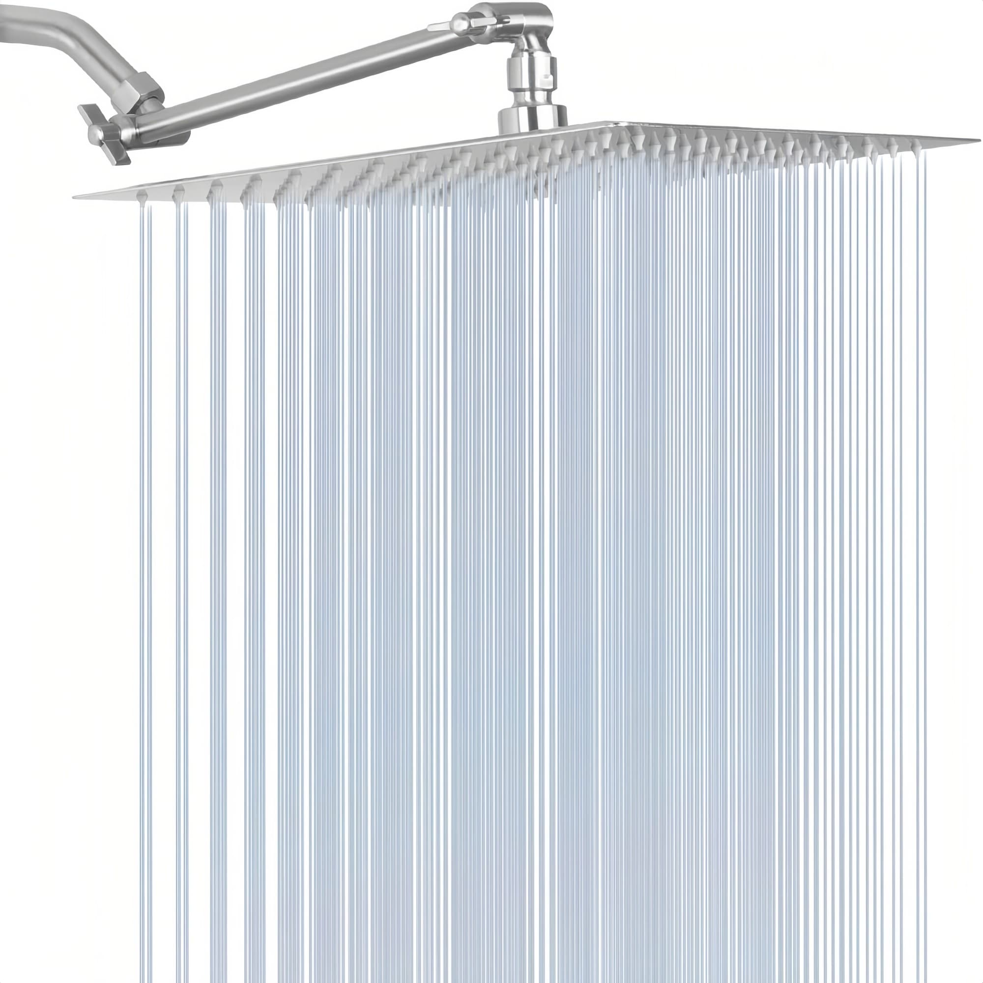 Numhew - Rain Shower Head 10-in Brushed Nickel with Adjustable 11-in Extension Arm