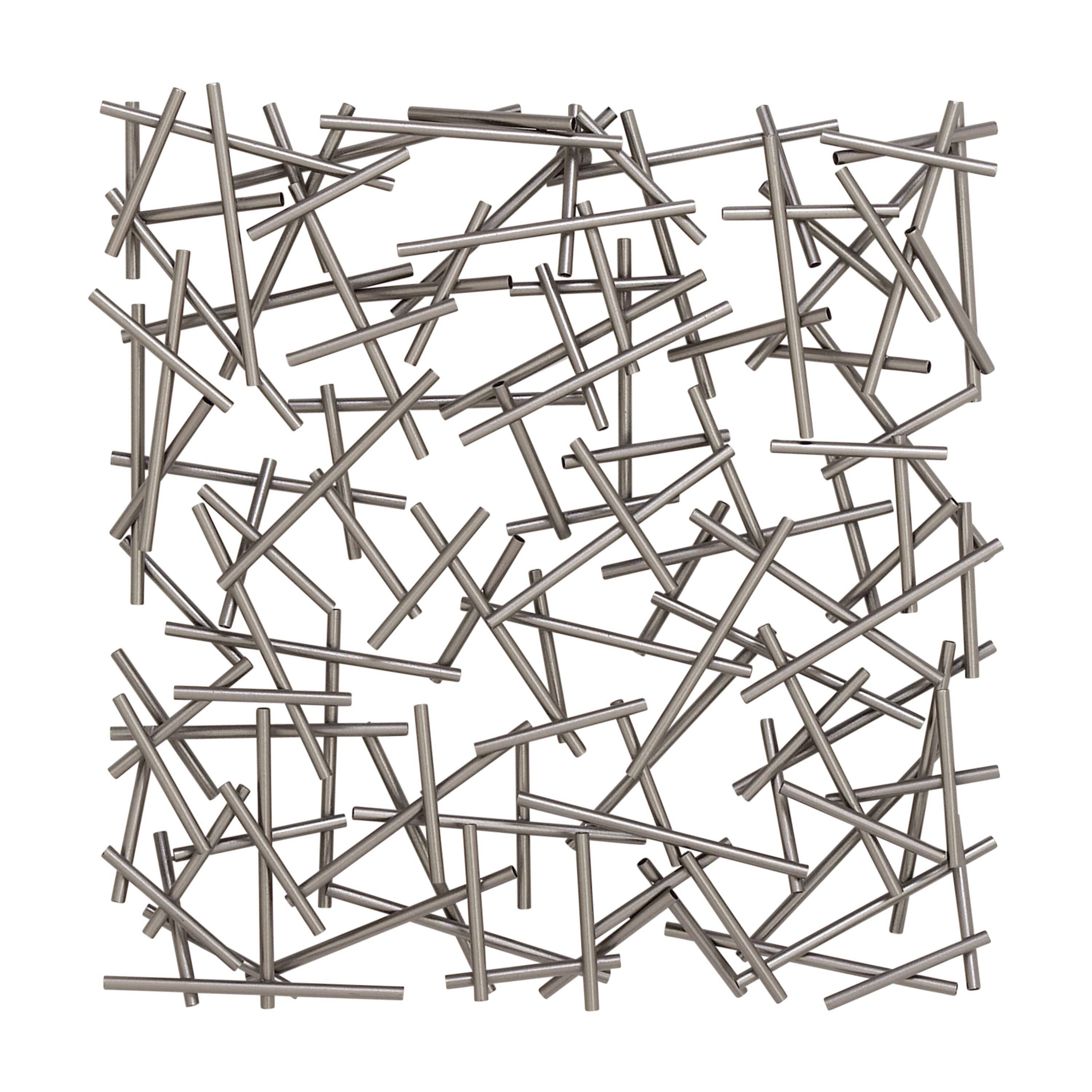 Silver Metal Abstract Geometric Wall Sculpture, 20" x 20"