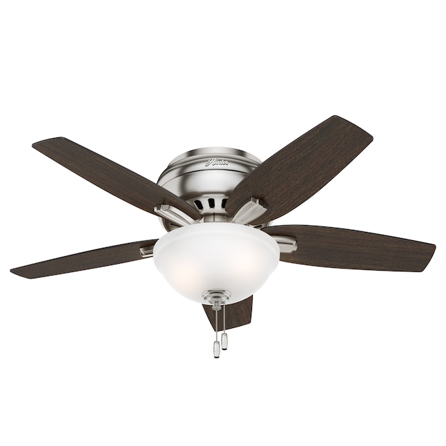 Hunter Newsome 42 In Brushed Nickel Led Indoor Flush Mount Ceiling Fan With Light 5 Blade The Fans Department At Com - 42 Inch Ceiling Fan Flush Mount No Light