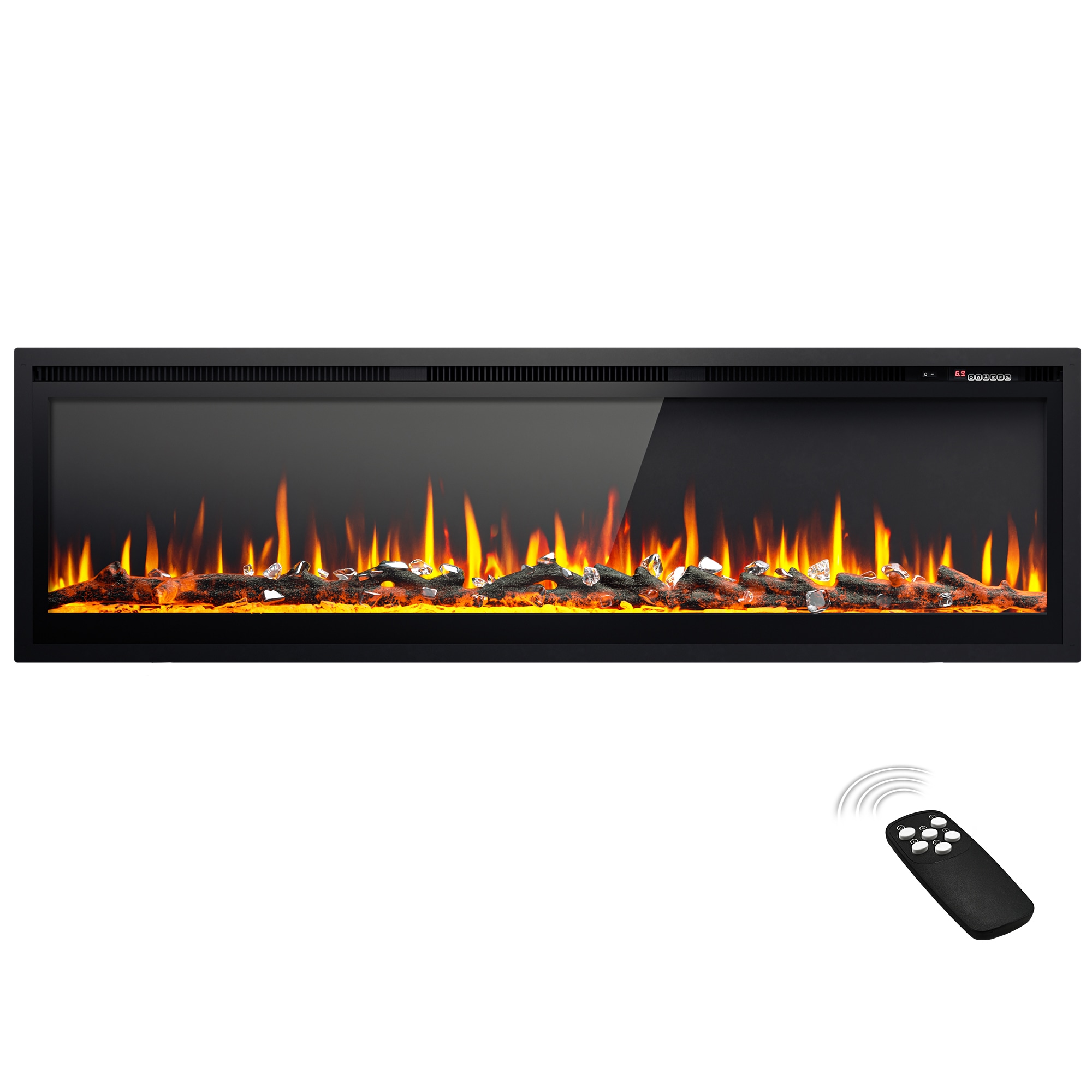 Euhomy EF-60-E-LWS 68-in W Black Wall mount Fan-forced Wall-mount Electric Fireplace with Remote Control Included