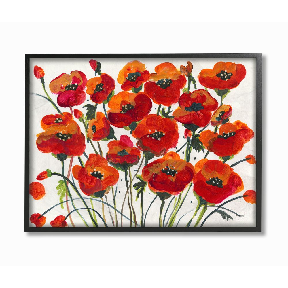 Stupell Industries AB-520-FR-24X30 Red Poppies Blooming Country Floral Painting Jan Griggs Black Framed Wood Framed 30-Inches H x 24-Inches W Floral Print