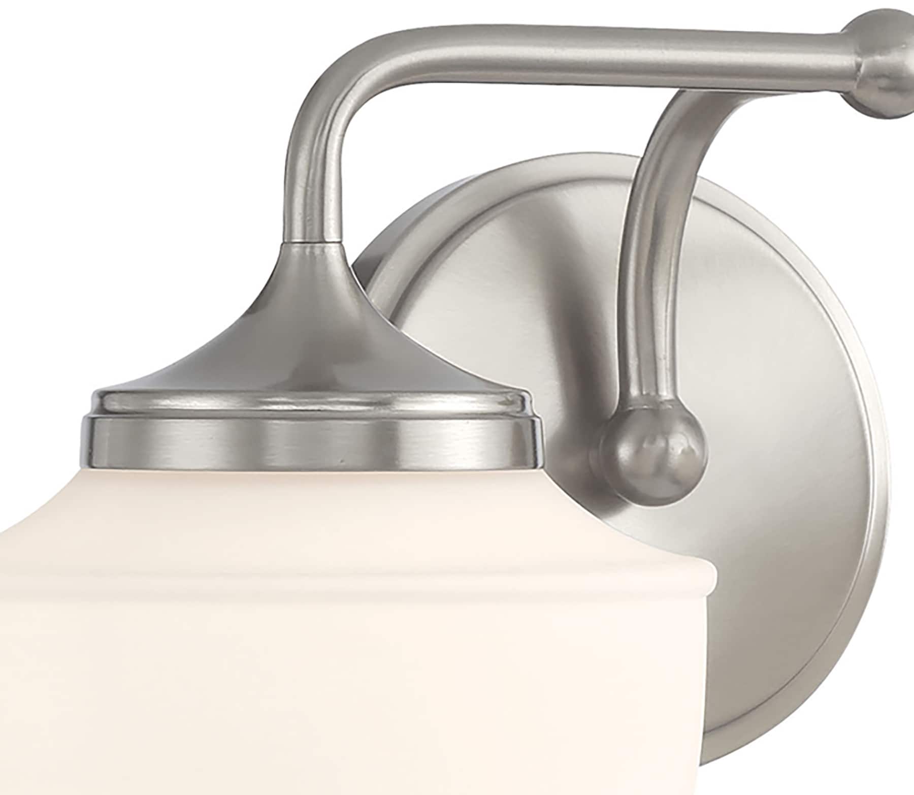 Cornwell Brushed Nickel and Opal Glass 2-Light Bath Vanity