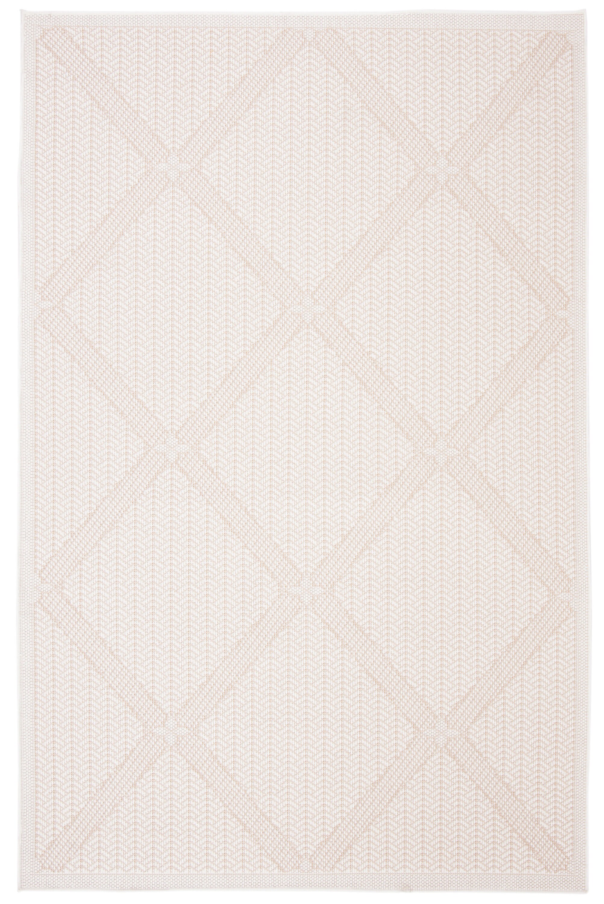 Cream Beige Geometric Synthetic Indoor Outdoor Area Rug