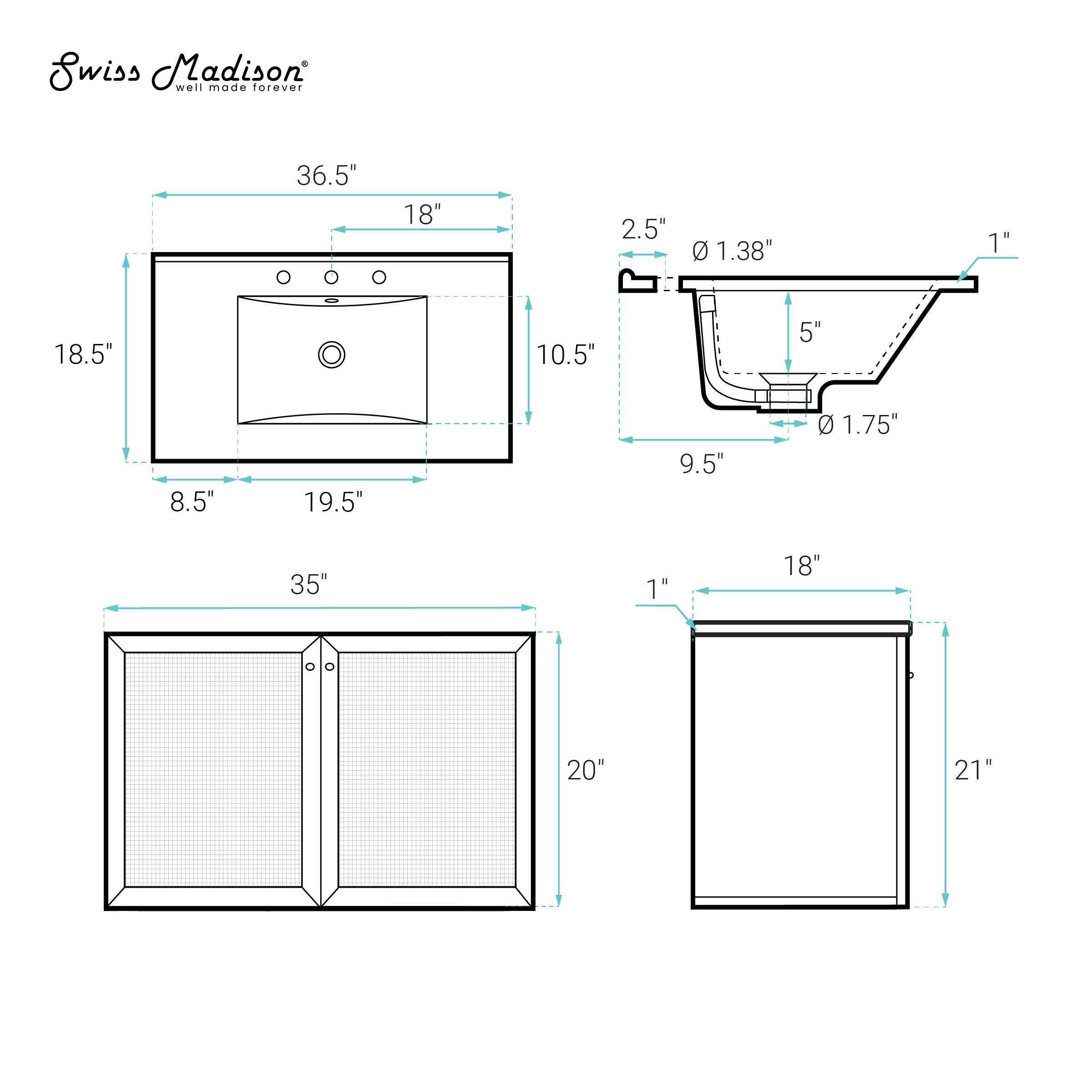 Swiss Madison SM-25-BVCHX20WO Bath-Vanity-Combo - View #2