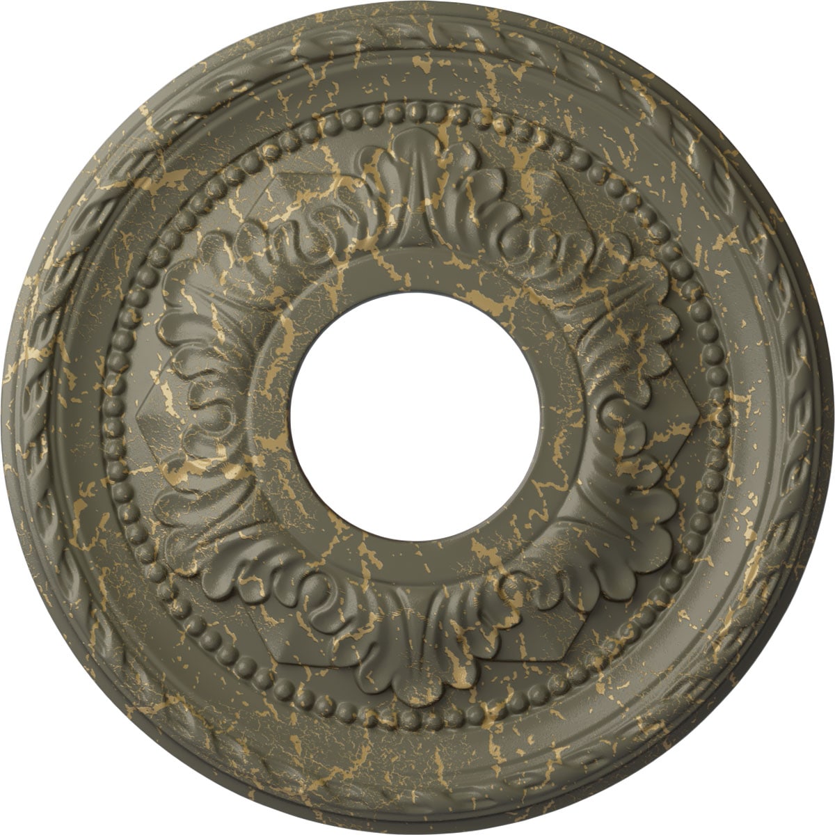 Ekena Millwork CM12PMWHC Palmetto 12.125-in W x 12.125-in L Painted Witch Hazel Crackle Polyurethane Whole Ceiling Medallion