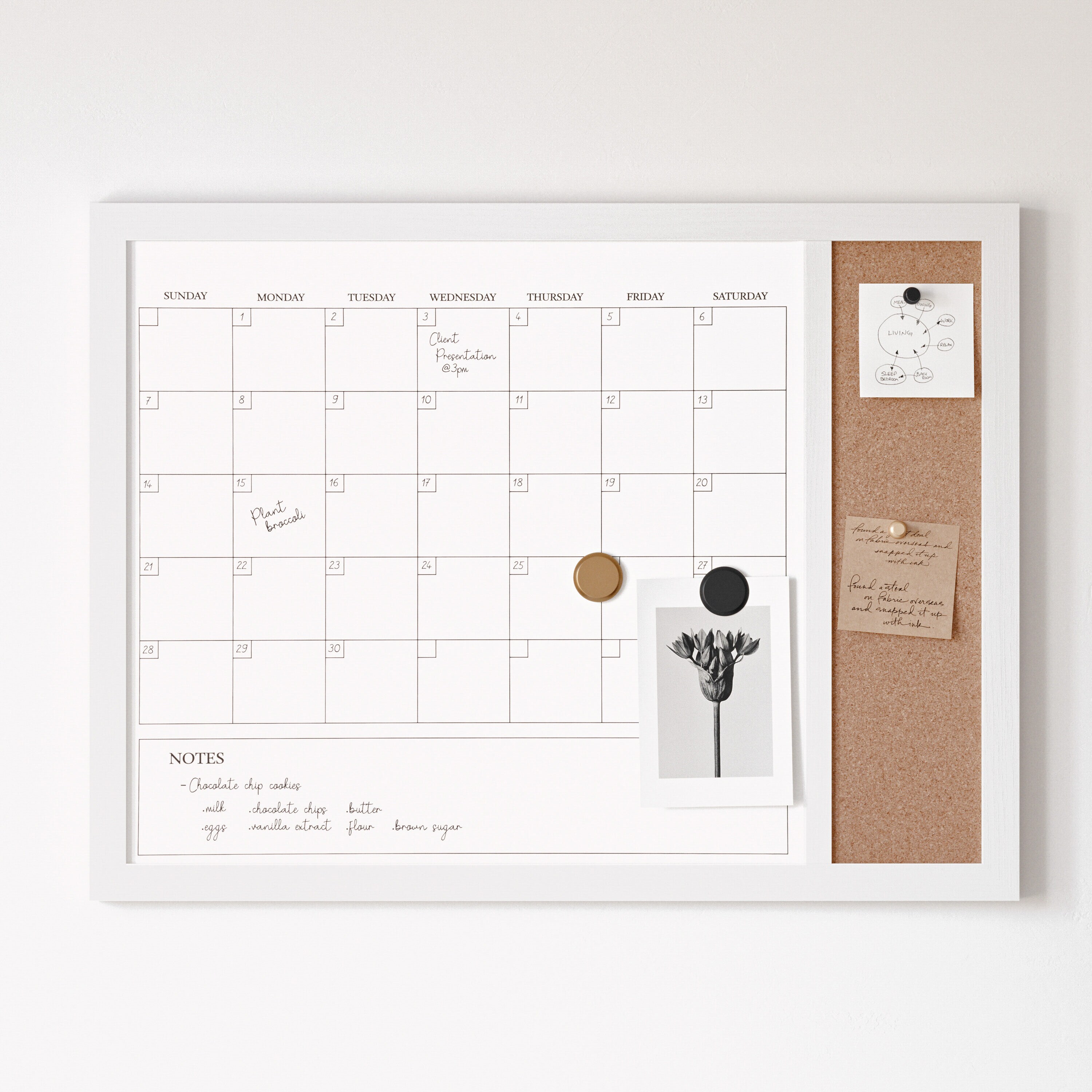 Martha Stewart Everette 24-inx18-in Magnetic Dry Erase Monthly Calendar ...