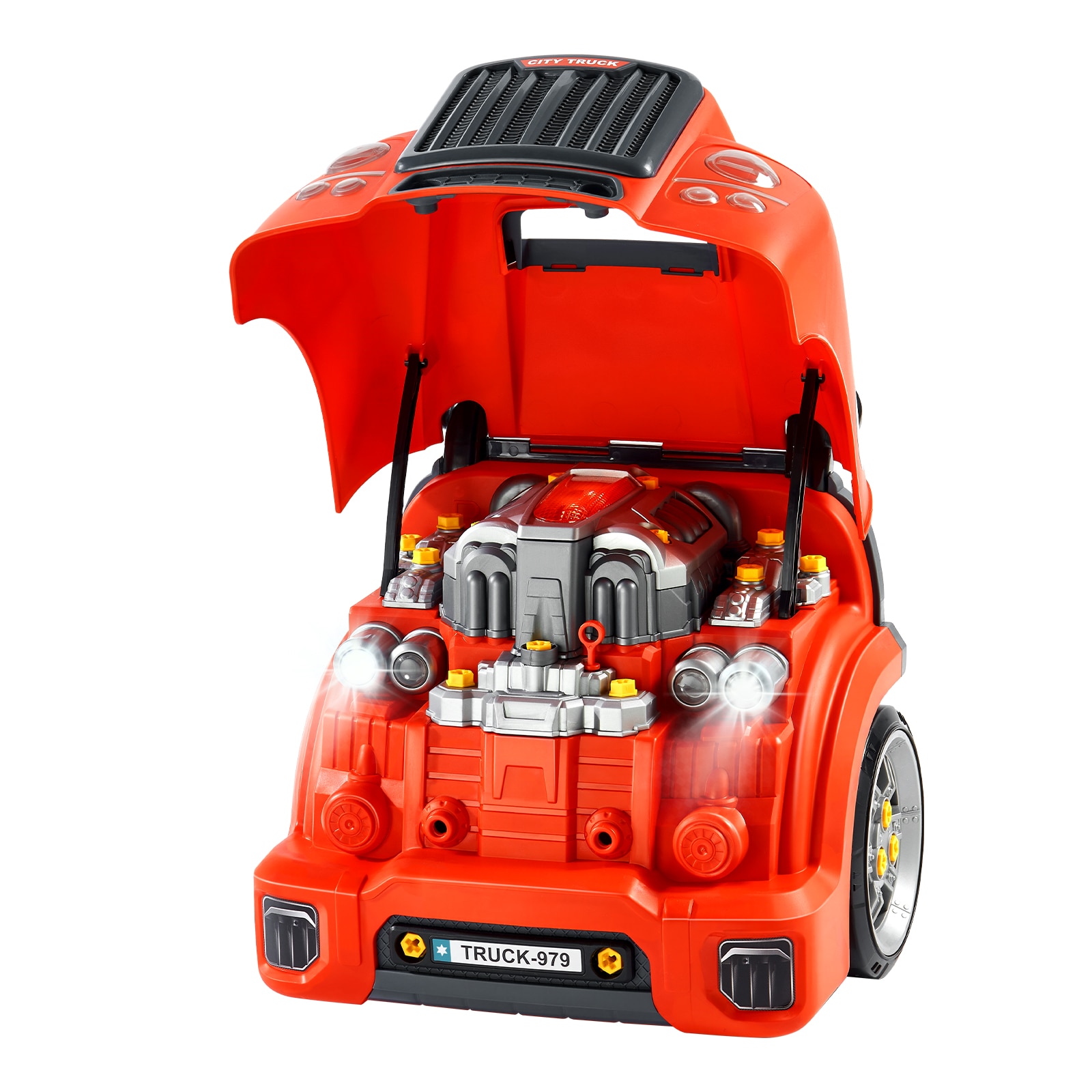 VEVOR - Engine Toy 60 Pieces Kids Mechanic Car Repair Set with Removable Parts Lights and Sounds ...