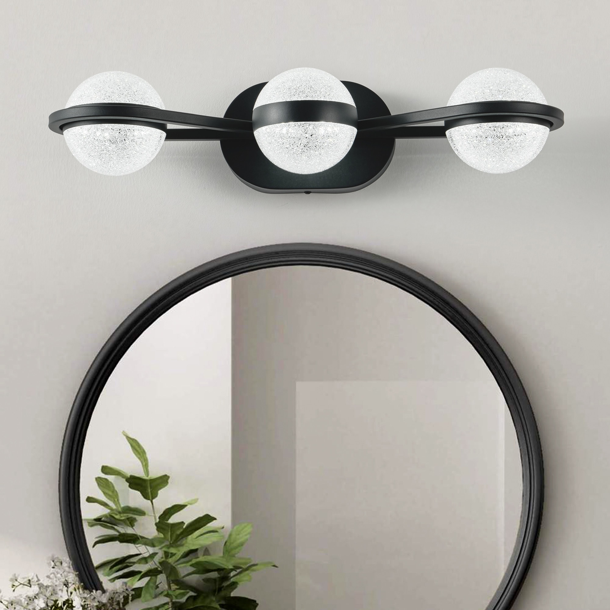 MENCOLULU - Vanity Lights 21.06-in 3 Light Black Integrated LED Transitional Bathroom Vanity light