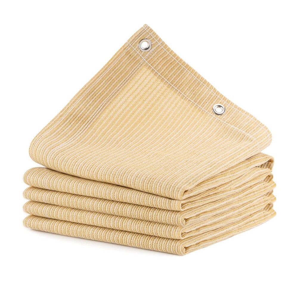 MOEPISY 6' x 6' Wheat 90 percent Sun Shade Cloth Heat Resistant HDPE UV Protection Fabric with Reinforced Grommets for Pergola Deck and Patio
