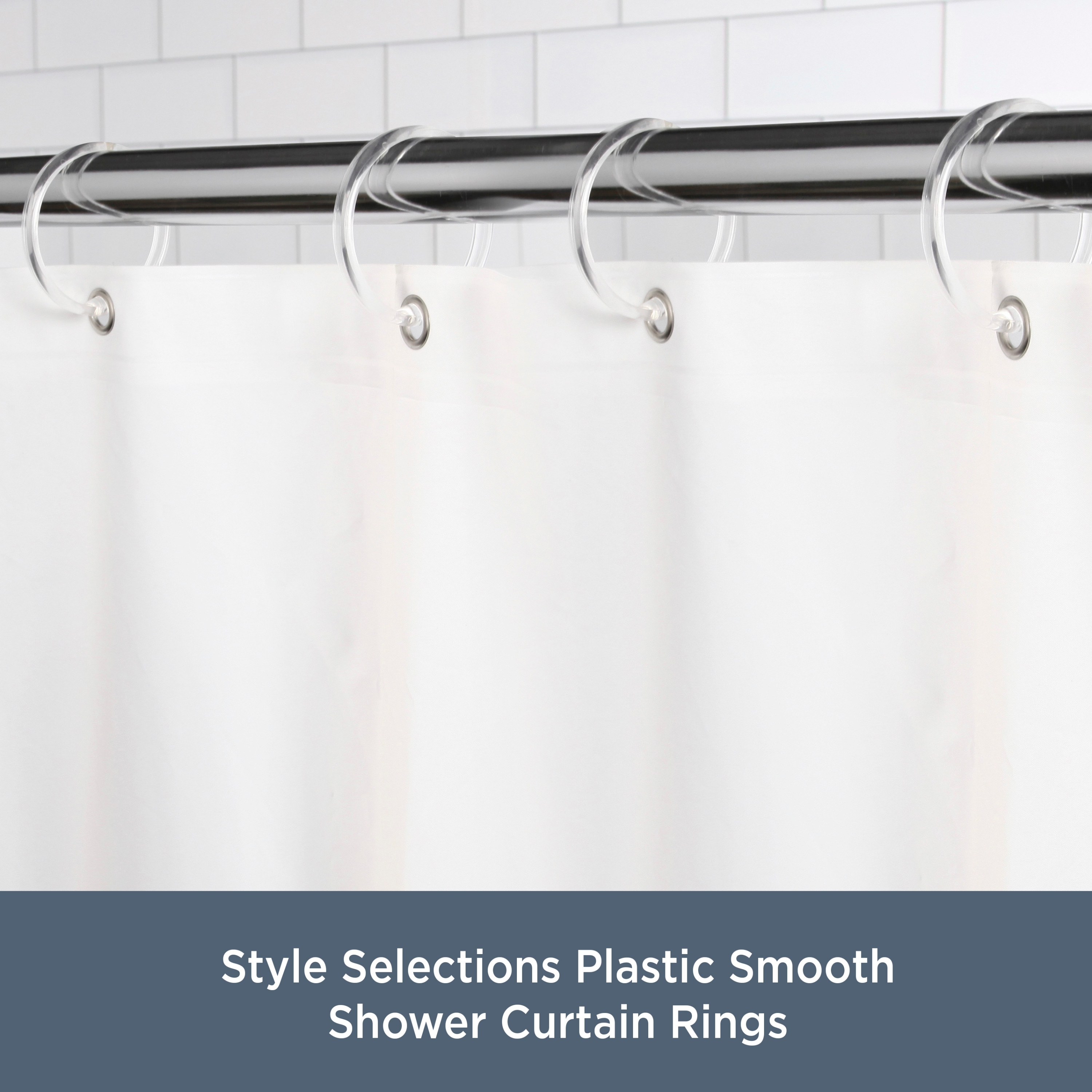 Style Selections Clear Plastic Single Shower Curtain Rings (12-Pack) in the Shower  Rings & Hooks department at