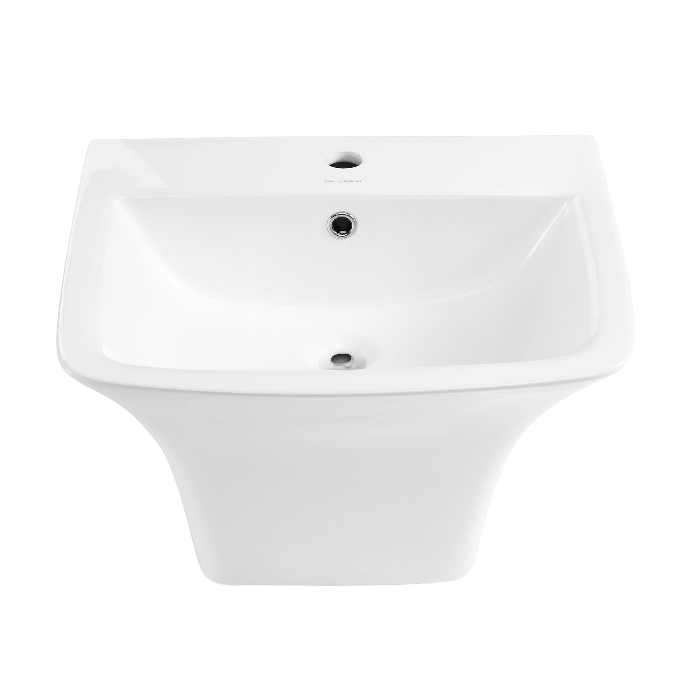 Swiss Madison SM-25-WSCHR06WH Charme Ceramic Wall-mount Rectangular Modern Glossy White Bathroom Sink ( 17.5-Inches x 21-Inches )