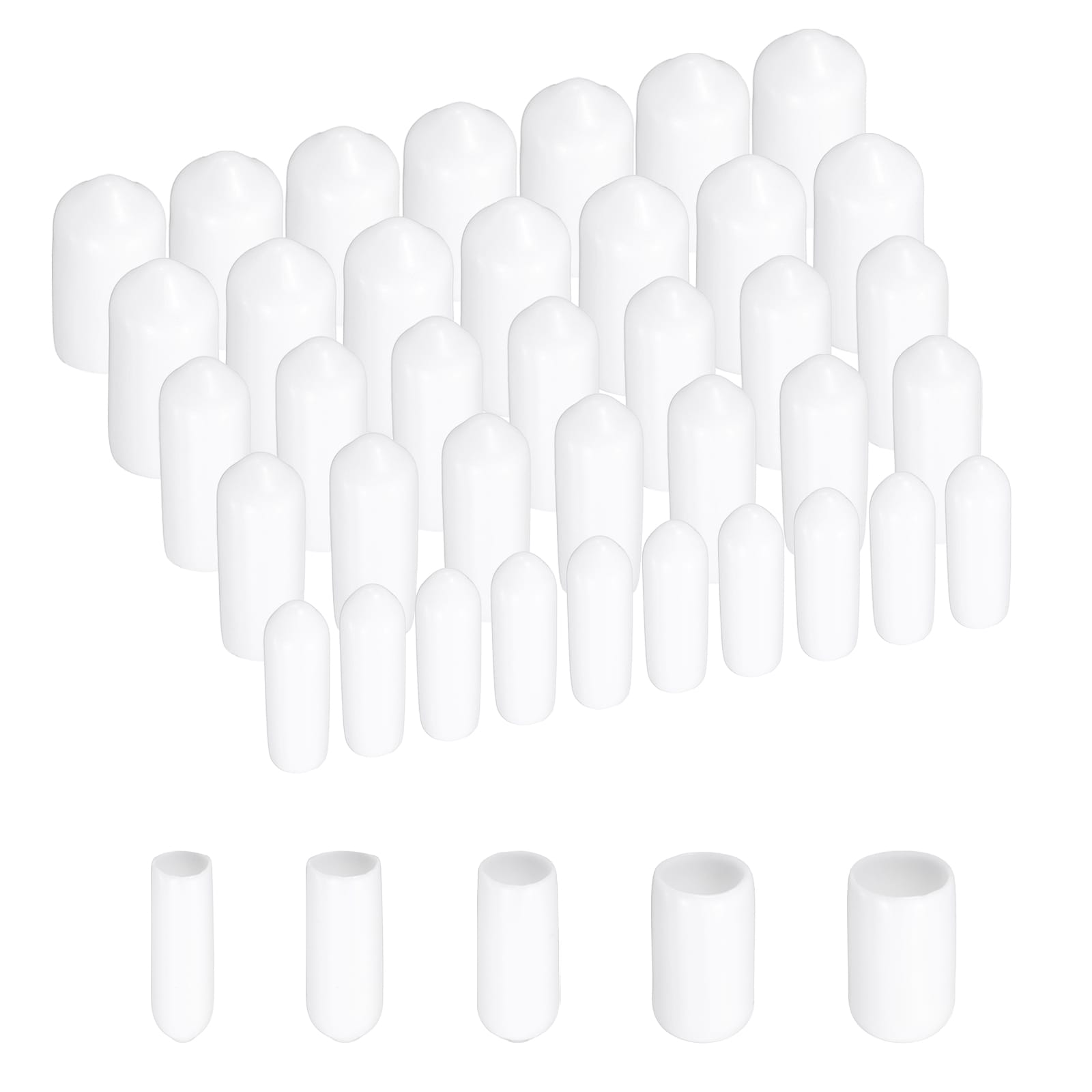 Unique Bargains 100pcs Round Rubber End Caps Protective Caps 1/8inch 3/16inch 1/4inch 5/16inch 3/8inch White Screw Thread Protectors