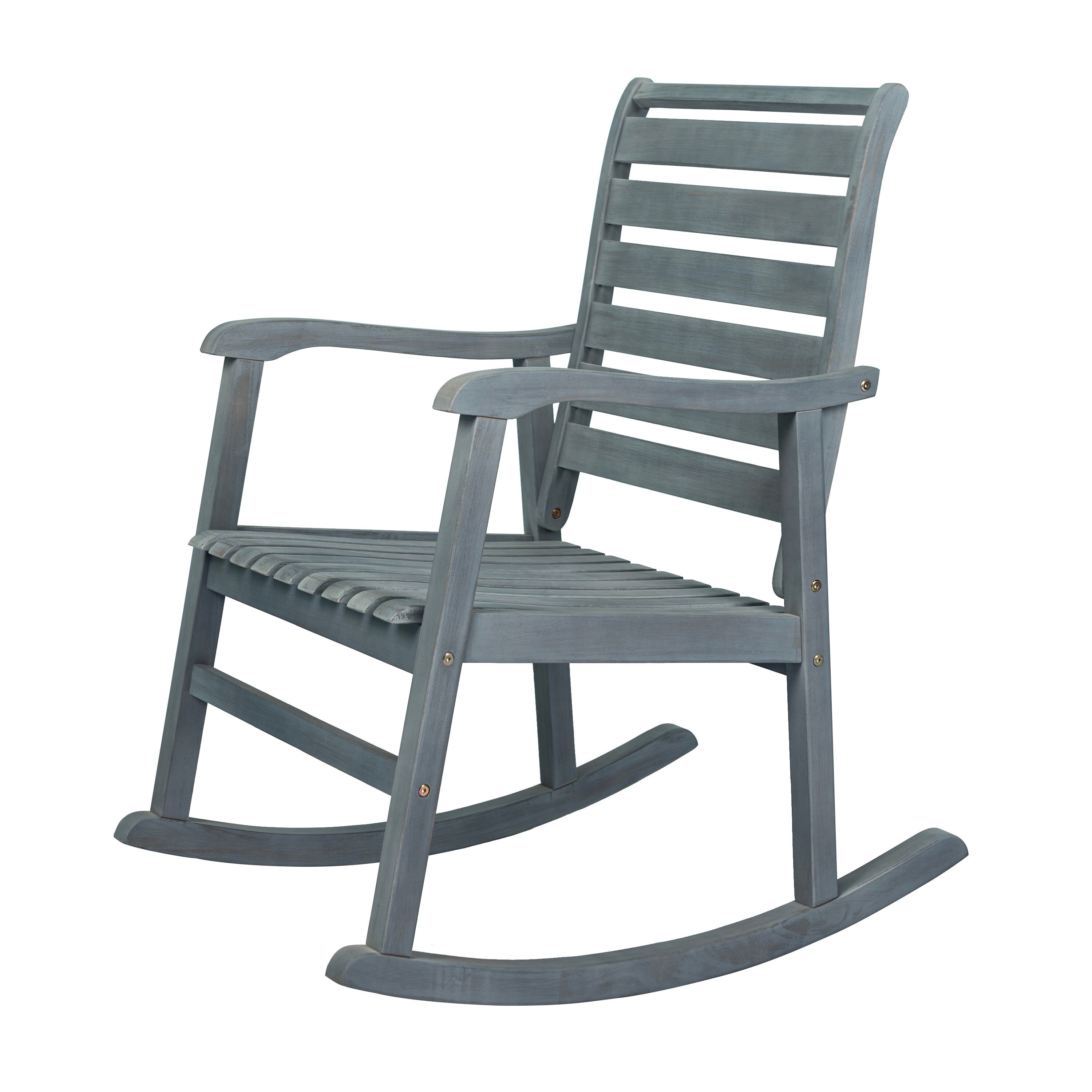 JONATHAN Y Carey Gray Wood Frame Rocking Chair(s) with Solid Seat in the  Patio Chairs department at