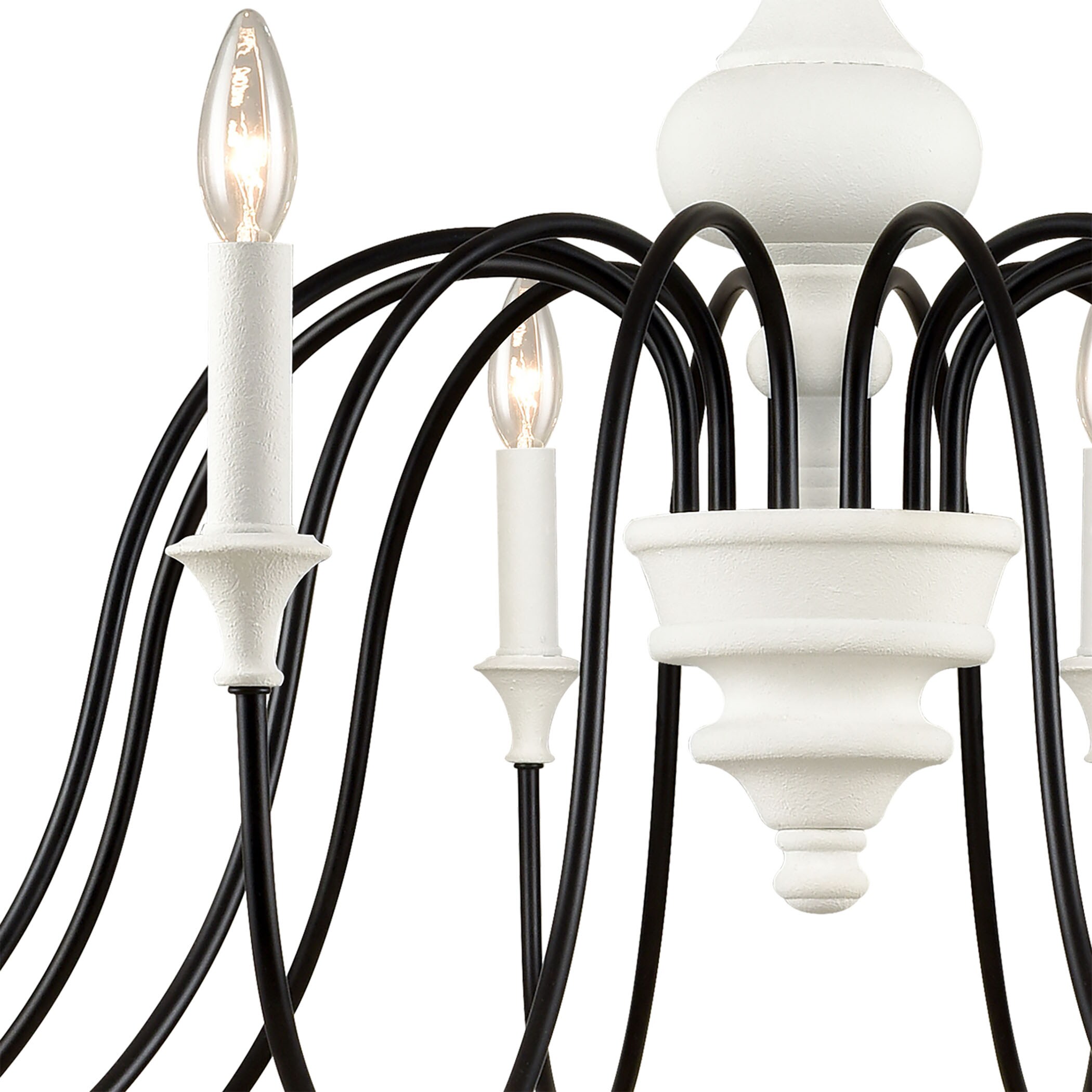 Val de Loire 12-Light White and Black Metal Chandelier
