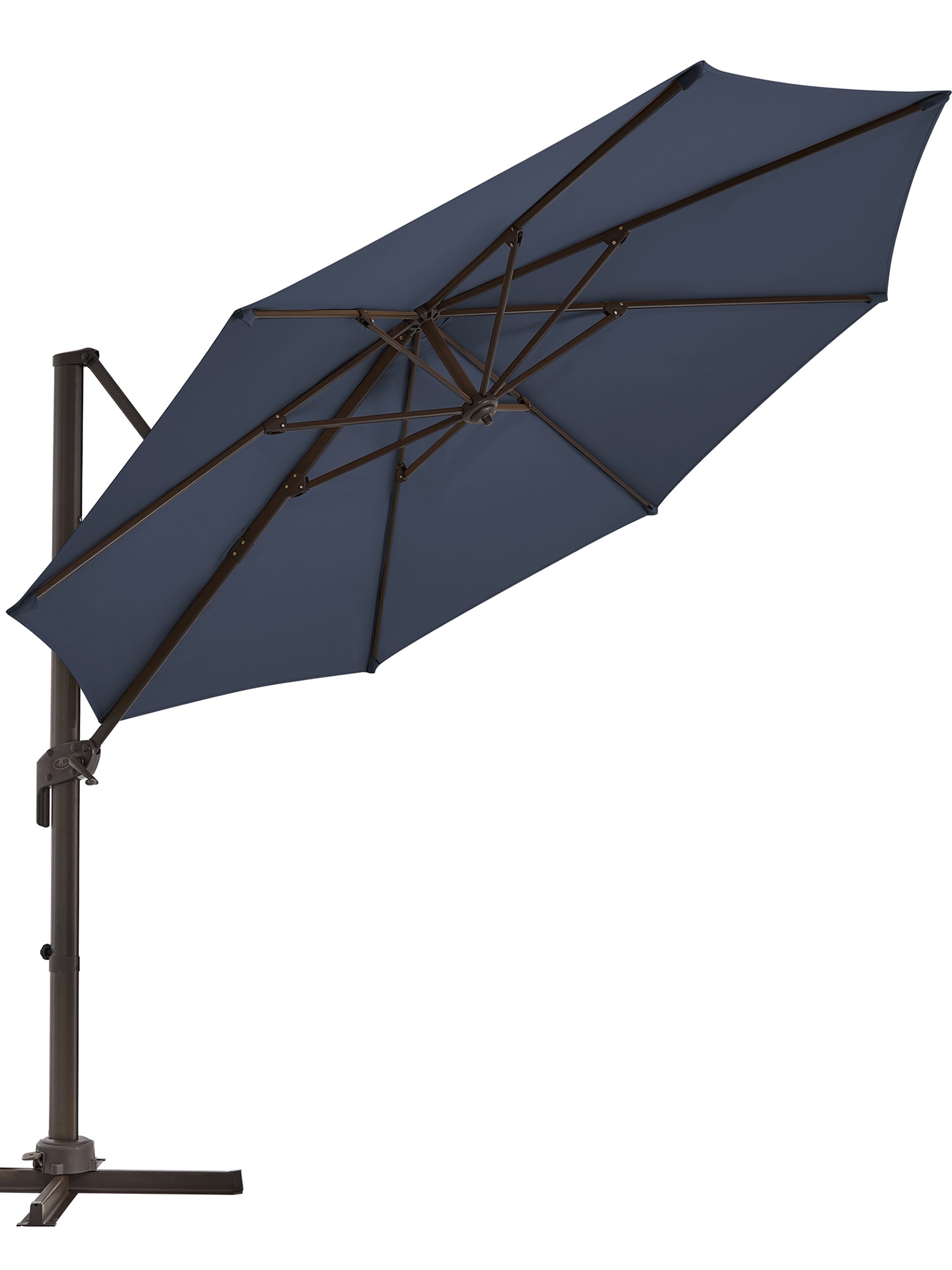 JEAREY 9 ft Navy Blue Round Offset Patio Umbrella with Detachable Rib ...