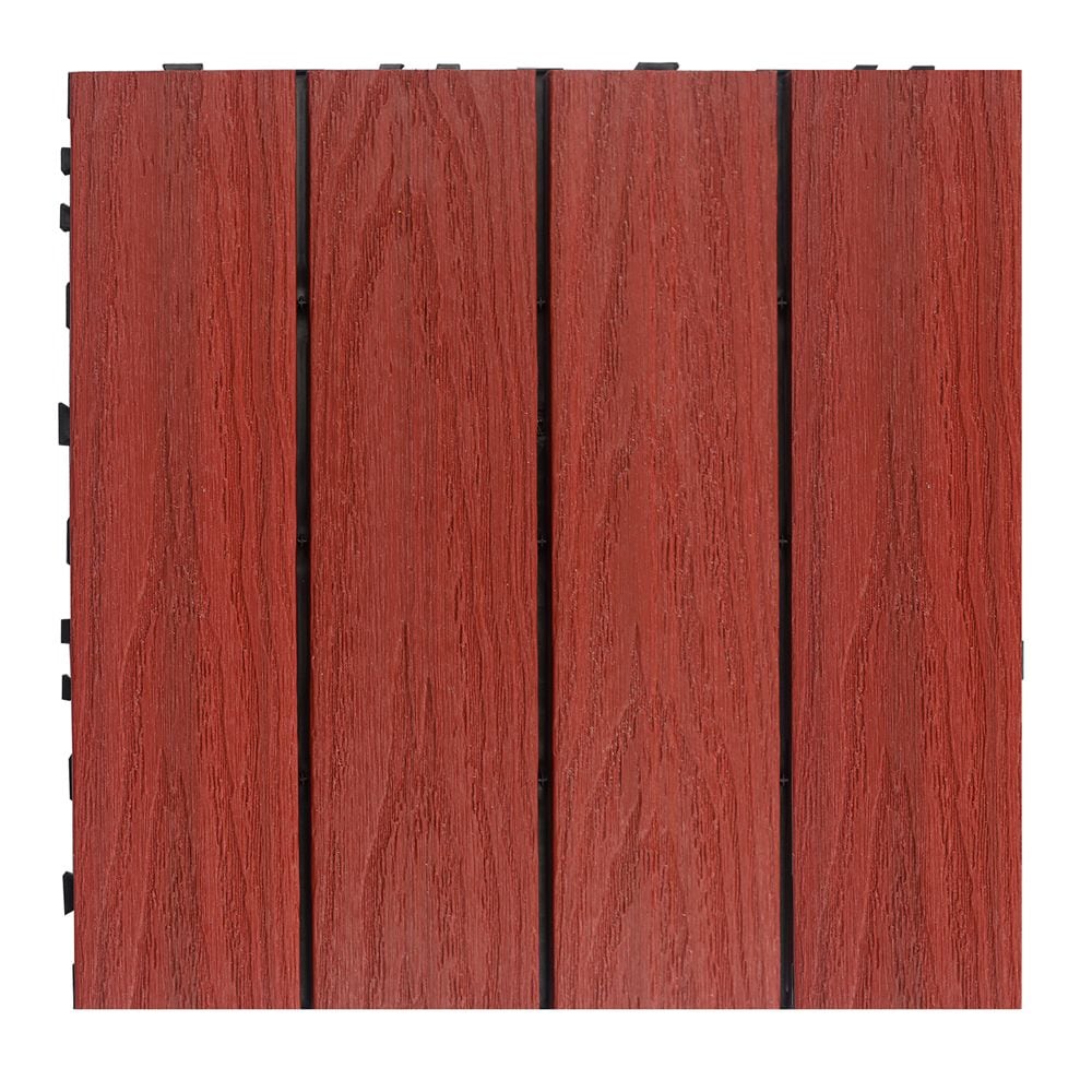 NewTechWood US-QD-ZX-SR 12-in x 12-in 10 -Pack Swedish Red Prefinished Composite Deck tile ( 10-sq ft )