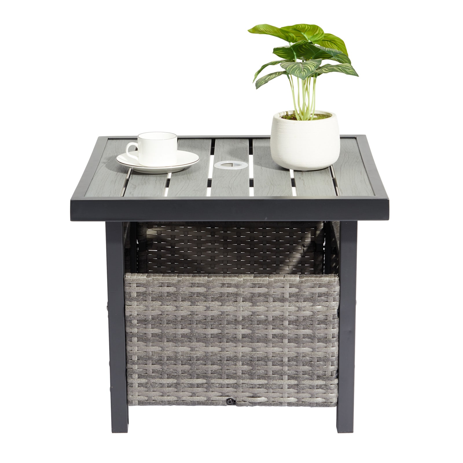 Winado LO1G56000663 Square Wicker Outdoor End 22-in W x 22-in L with Umbrella Hole